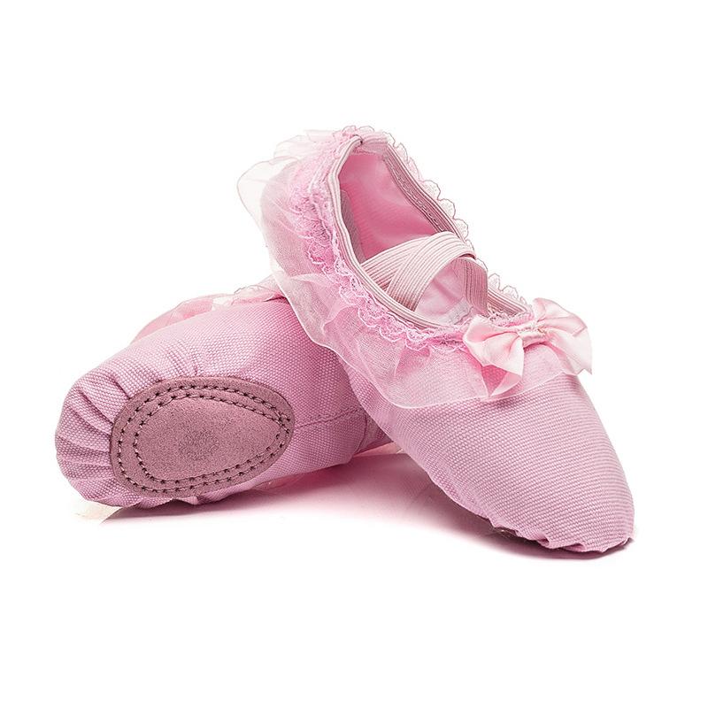 AAFFLL SHOES Veterloze Lace Bow kinder dansschoenen zachte zool oefen prestaties balletschoenen dames 43 roze