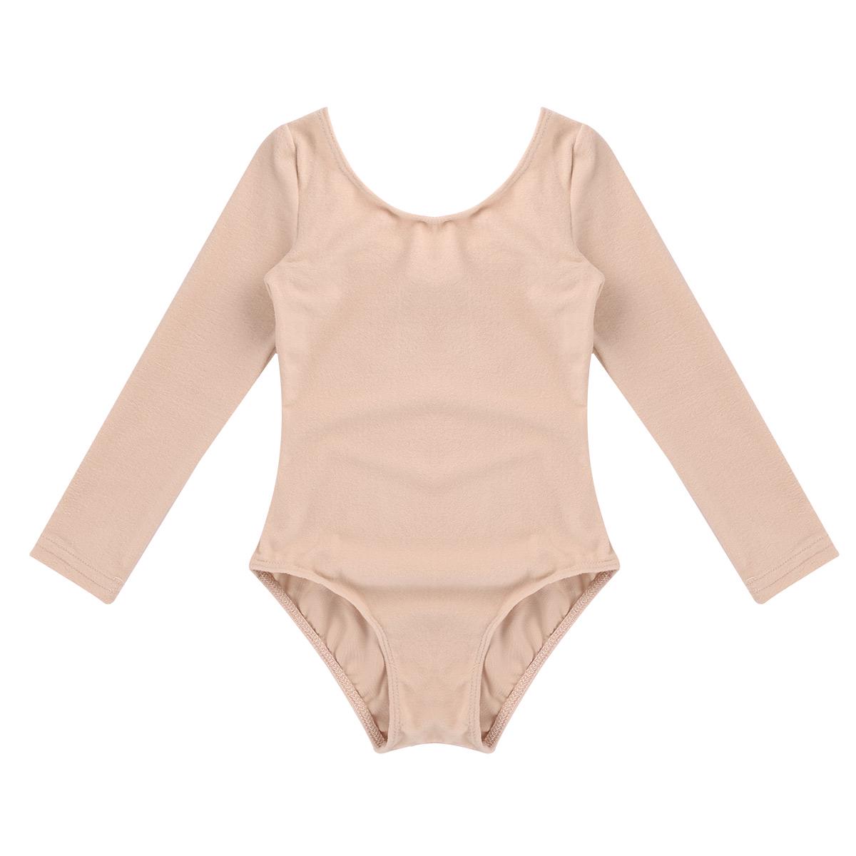 IEFiEL Balletkostuums Kinderen Lange Mouw Dans Bodysuit Gymnastiek Leotard Meisjes Ballet Tutu Danserkleding 7-8 Years abrikoos