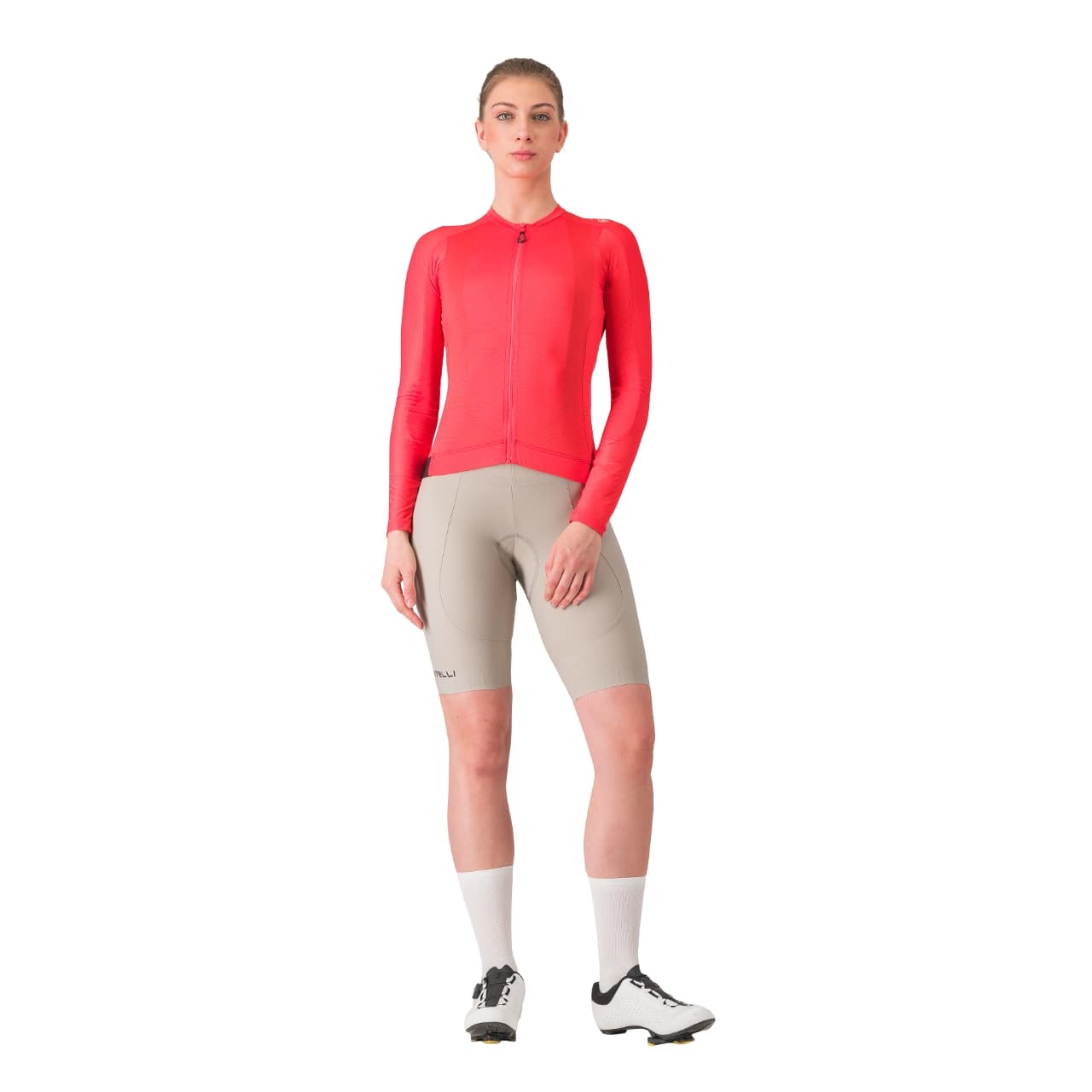 Castelli Espresso fietsshirt lange mouw rood dames