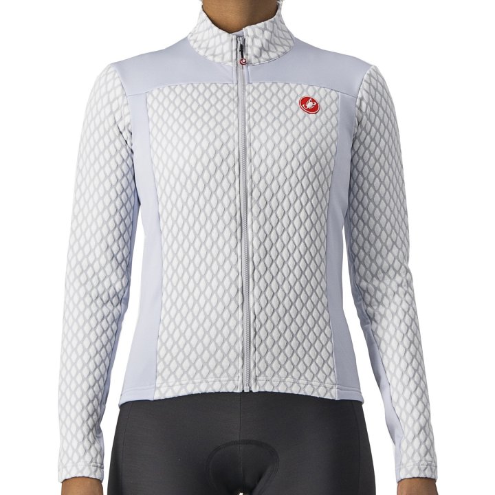 Castelli Sfida 2 fietsshirt lange mouw zilvergrijs dames