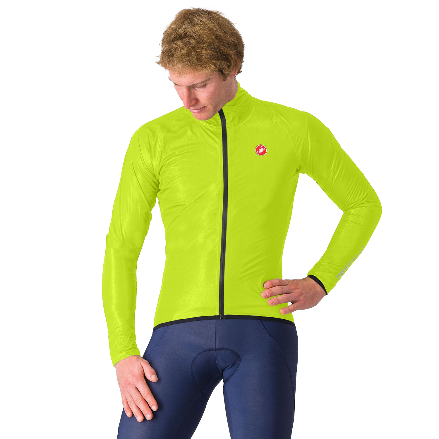 Castelli Squall shell jacket lange mouw electric lime/silver reflex heren