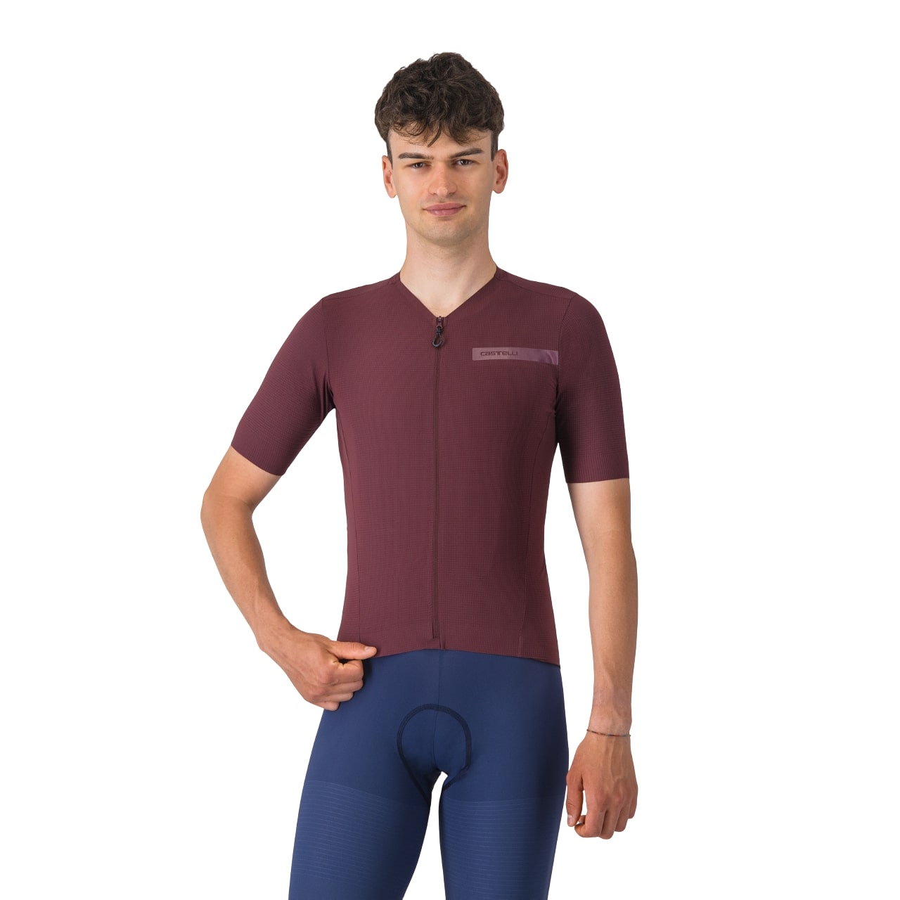 Castelli Premio evo fietsshirt korte mouw deep bordeaux heren