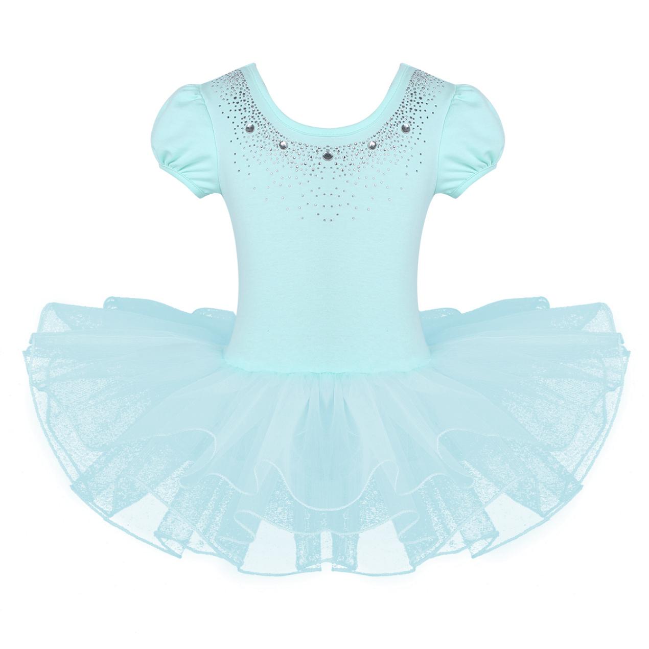 IEFiEL Kinderen Meisjes Sparkly Steentjes Decor Ballet Dans Jurk Gymnastiek Turnpakje Ballerina Danskostuums 3-4 Years mintgroene kleur