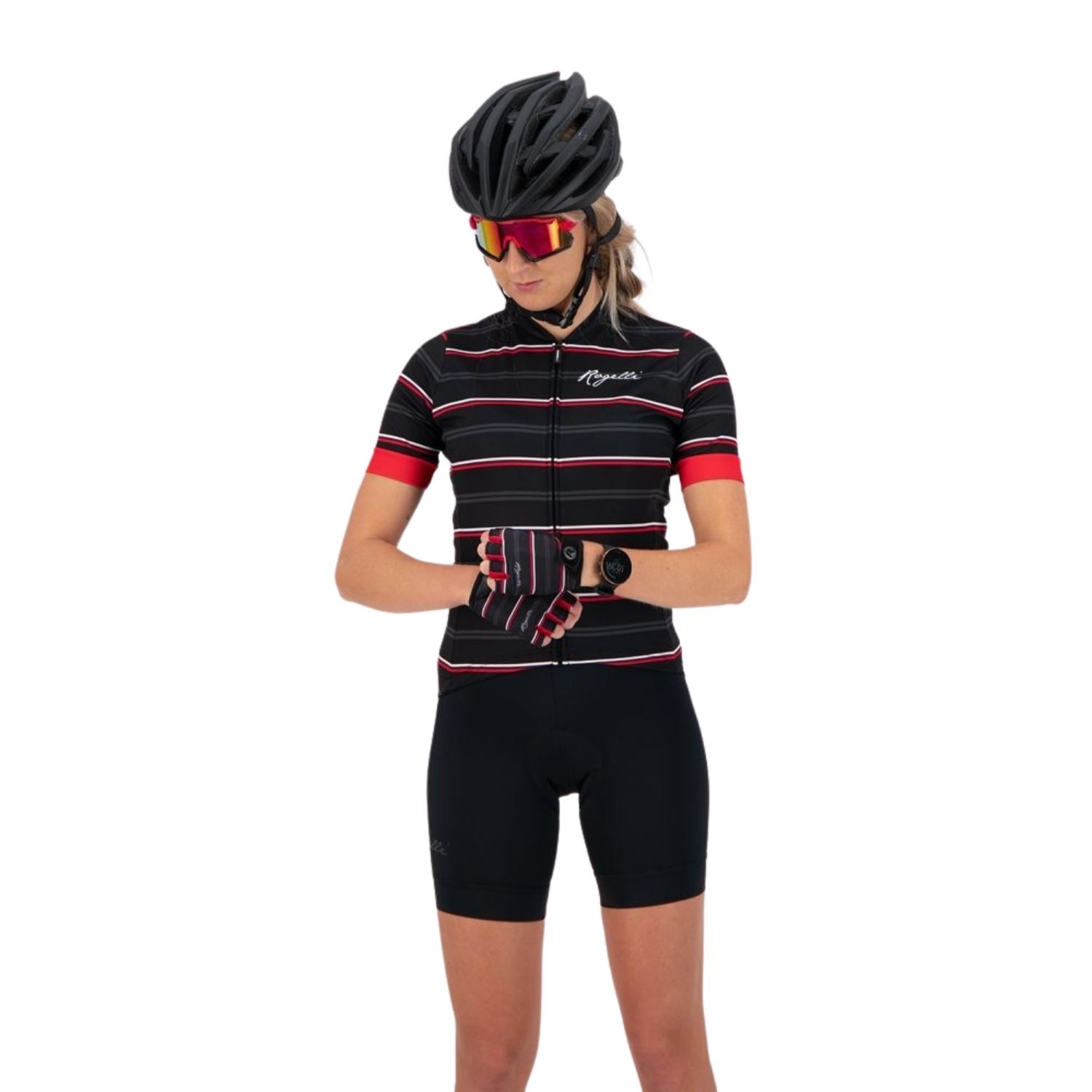 Rogelli Stripe + Korte Mouw Fietsshirt Dames L/40