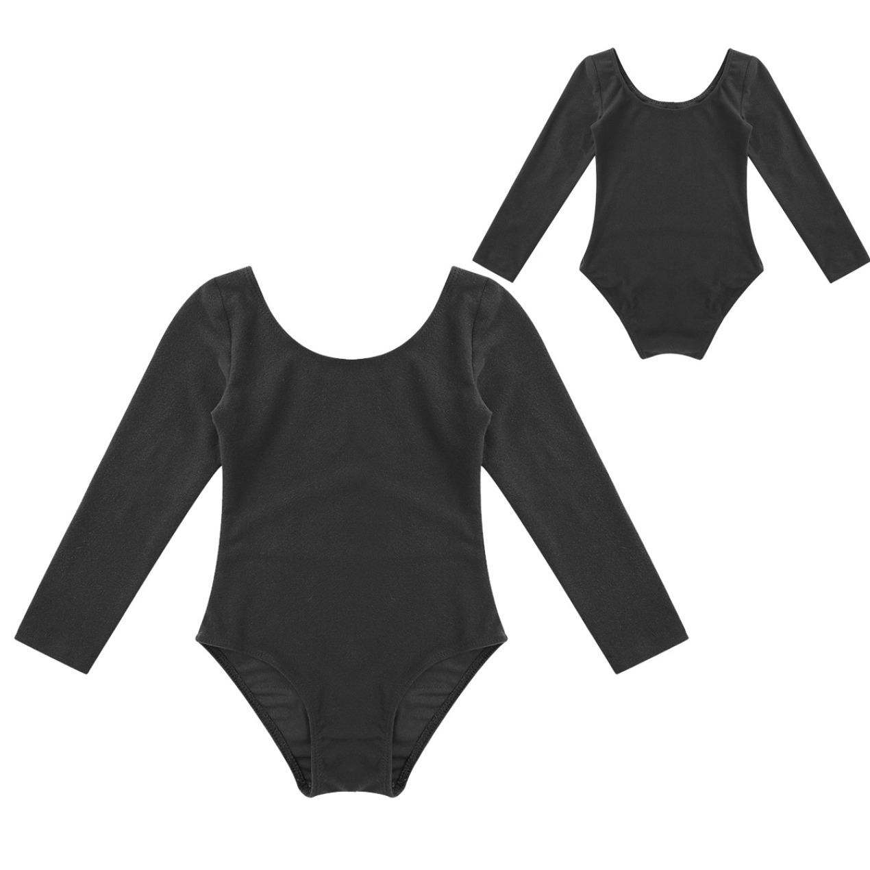 IEFiEL Peuter Kinderen Meisjes Gymnastiek Ballet Lange Mouw Leotard Tutu Rok Danskleding Kostuum 7-8 Years zwart