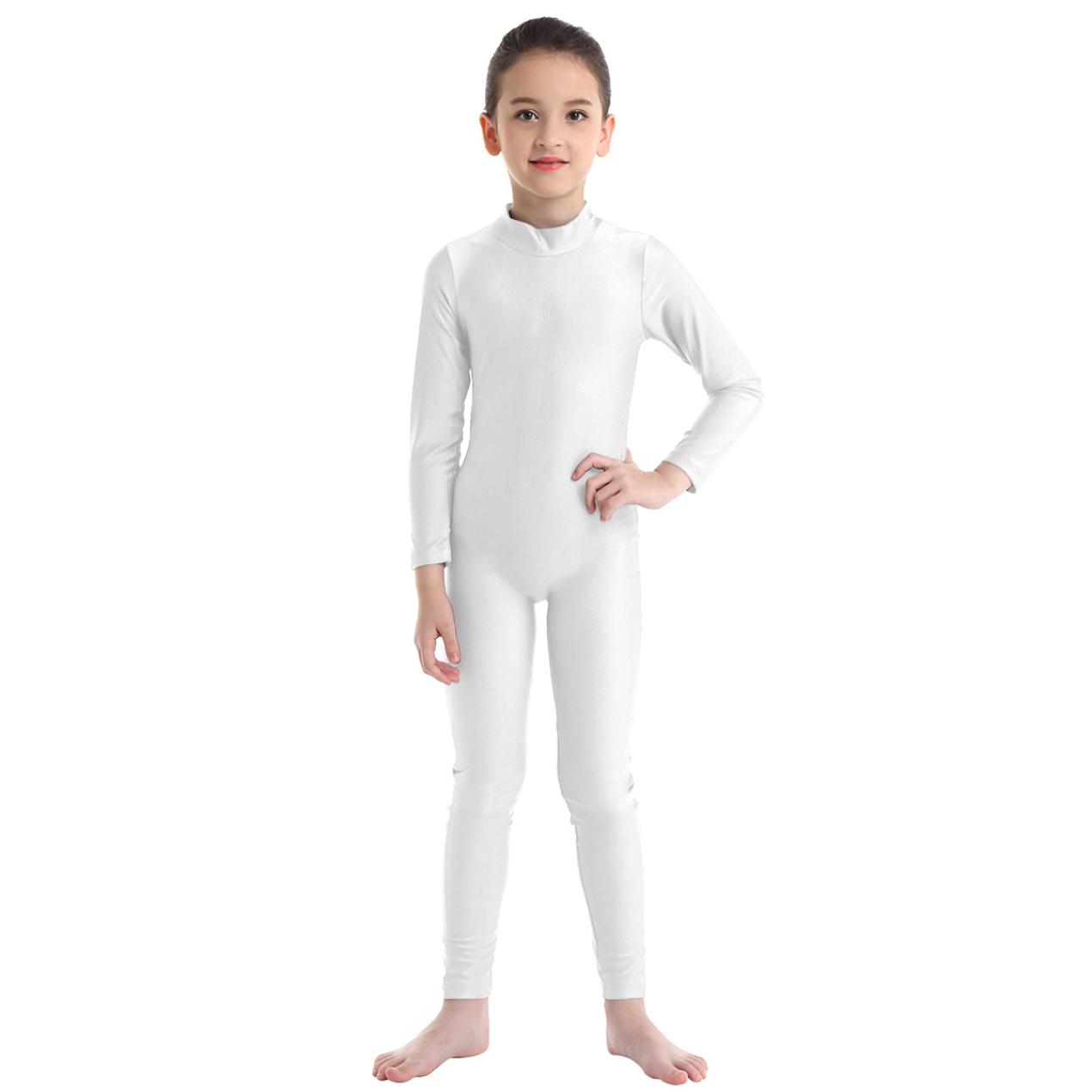 IEFiEL Kinderen meisjes lange mouw dans gymnastiek turnpakje unitard volledige lengte bodysuit kostuum danskleding 4-5 Years ivoor
