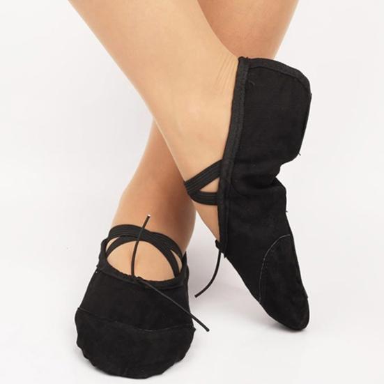 Fungogo Dames Kinderen Comfortabel Canvas Zachte Splitzool Ballet Dans Pees Schoenen 39 zwart