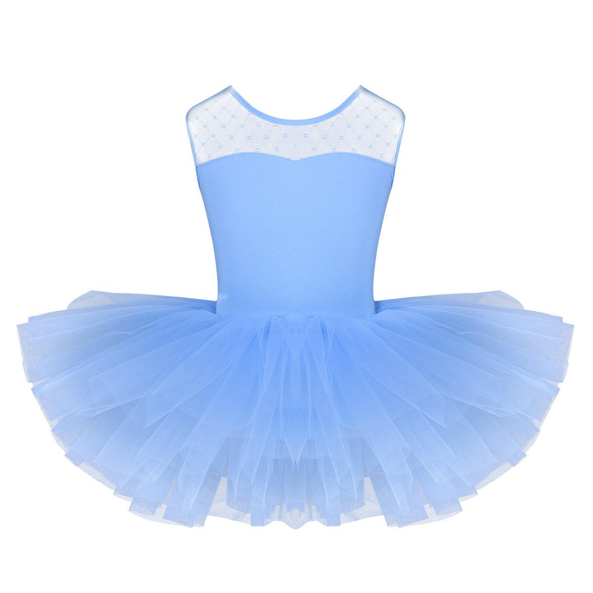 Linjinx Kinderen Meisjes Mesh Tutu Ballet Klassieke Tule Jurk Gymnastiek Turnpakje Jurk Dans Kostuum 3-4 Years lichtblauwe kleur