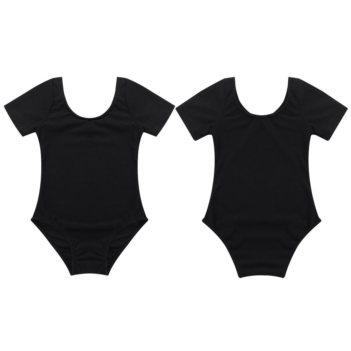 Linjinx Kinderen Meisjes Korte Mouw Ballet Gymnastiek Dans Turnpakje Zomer Sportkleding Danskleding 3-4 Years zwart