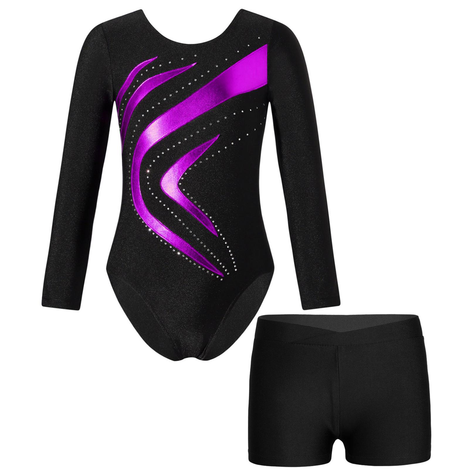 WinYing Gymnastiekpakje voor meisjes Danspakje met lange mouwen Ballet Schaatsen Prestatiekostuum Stage Dancewear 11-12 Years