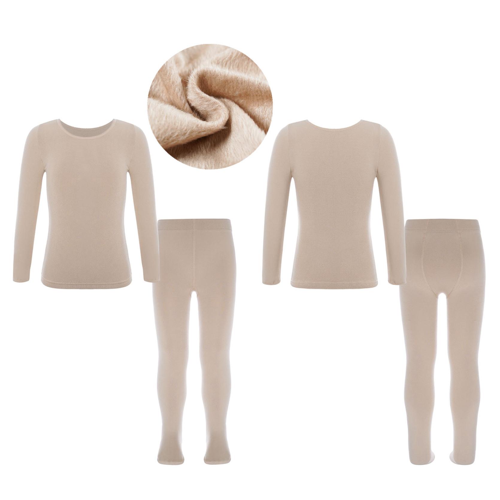 IEFiEL Kinderen Meisjes Tweedelig Ballet Dans Trainingskostuum Thermisch ondergoed Pak Rekbaar Top met ronde hals en lange mouwen met leggings 10-12 Years