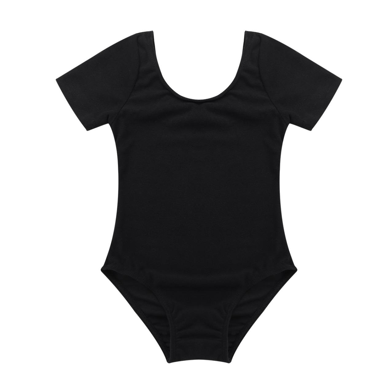 IEFiEL Meisjes balletpakje met korte mouwen Gymnastiek maillots Kinderbodysuit Jumpsuit Ballerina Dansmaillots 3-4 Years zwart