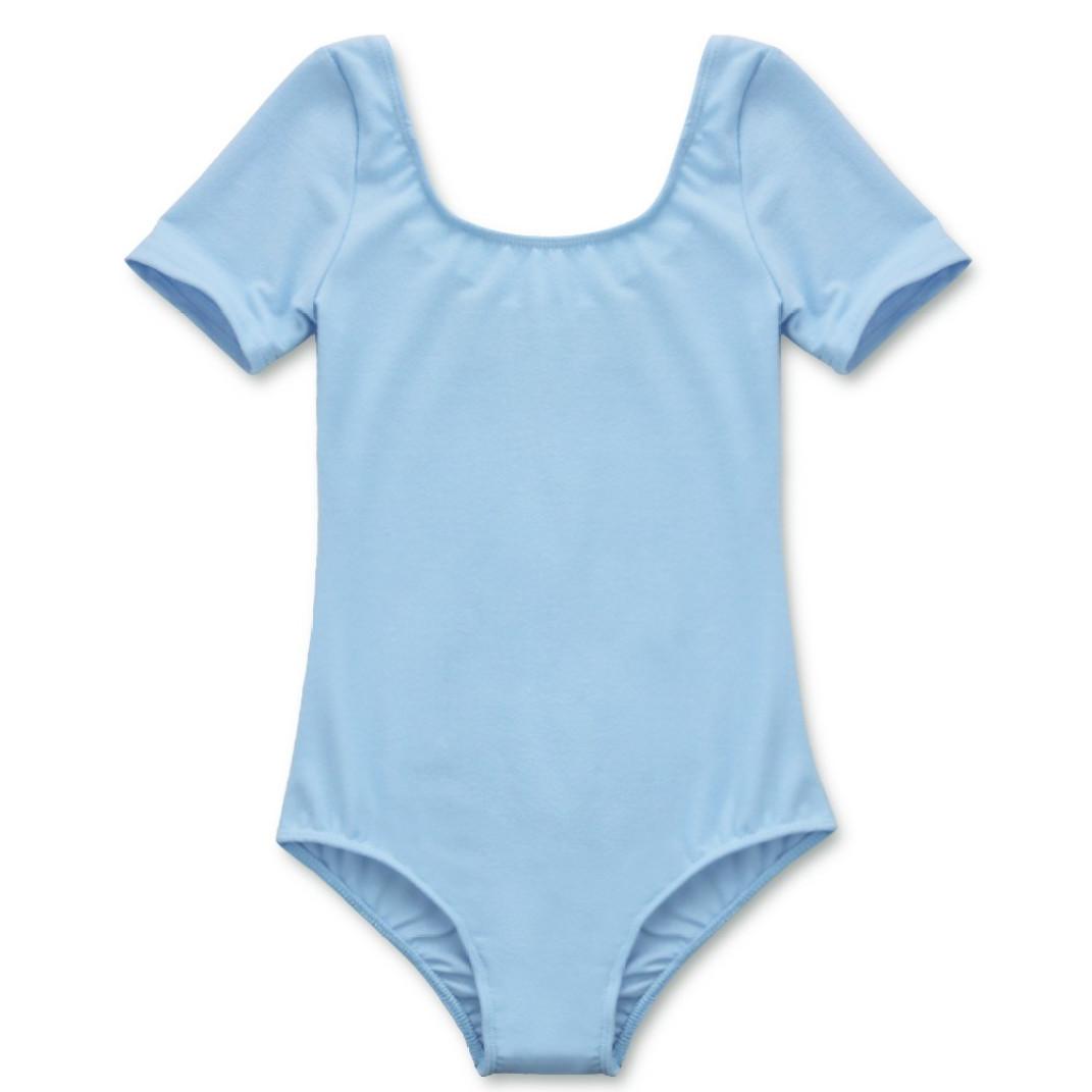 IEFiEL Meisjes balletpakje met korte mouwen Gymnastiek maillots Kinderbodysuit Jumpsuit Ballerina Dansmaillots 7-8 Years blauw