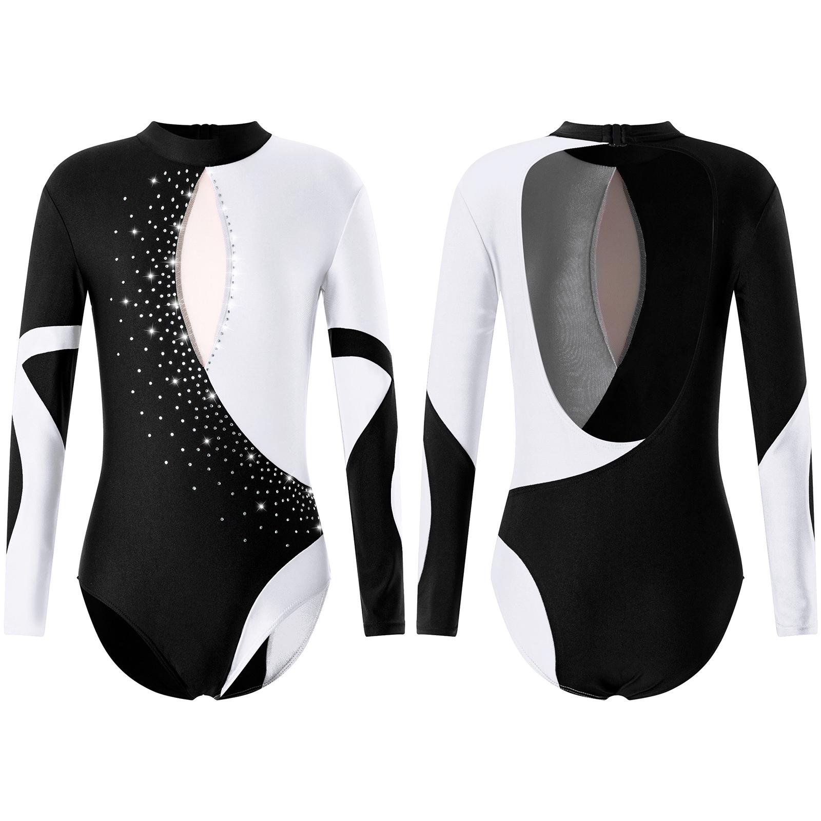 Aislor Stijlvolle kinderkleding voor meisjes voor schaatstraining, outfits met lange mouwen 8-10 Years zilver