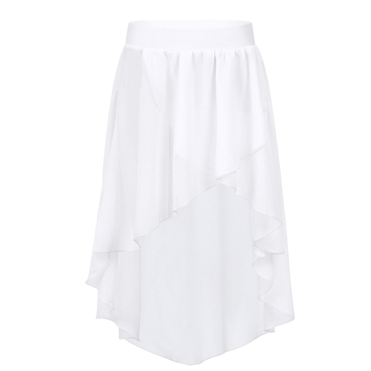 Tiaobug Babymeisjes hoog-laag elastische tailleband chiffon rok voor ballet jazz dans studio oefenoptreden 15-16 Years