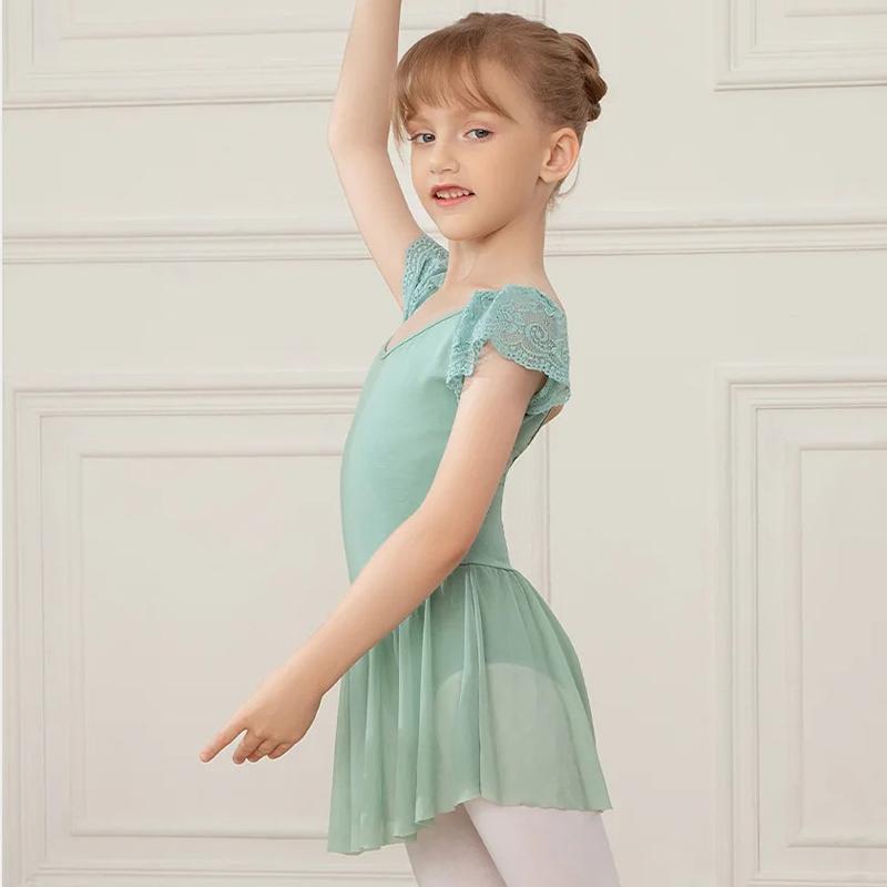 Love dance,love life Balletjurken Meisjes Korte Mouw Tutu Rok Balletkleding Gymnastiek Dansjurk Balletpak Kinderen Ballet T118 130 groen