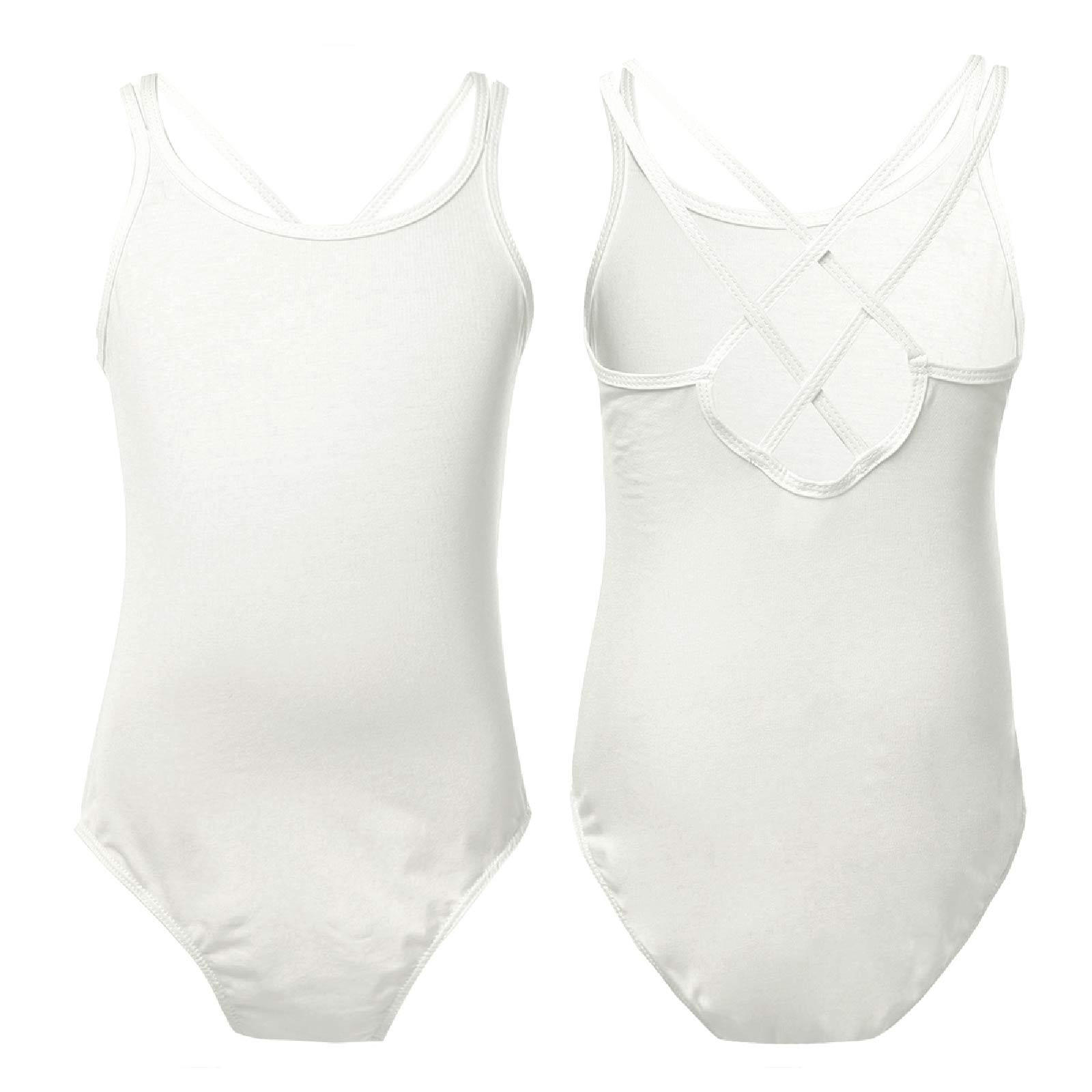 Tiaobug Kinderen Meisjes Hemdje Turnpakje Gymnastiek Ballet Dans Turnpakje Mouwloze Tank Top Body Dancewear 7-8 Years ivoor