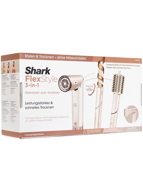 Shark Haardroger - Flexstyle 3-in-1 Hair Dryer Hot Air Brush & Styler HD424EU - 1400 W