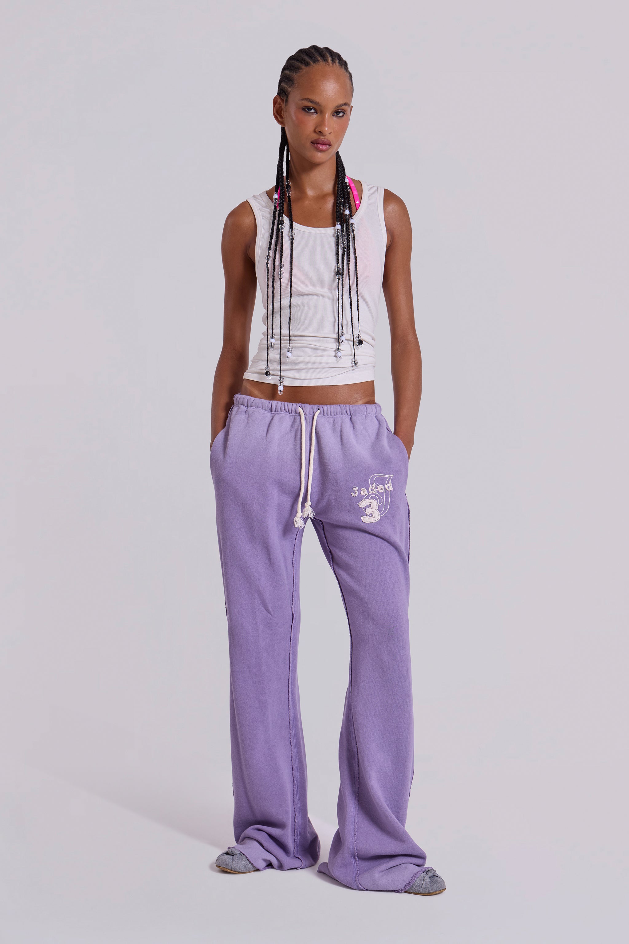 Jaded London Cleo Slouchy Bootcut Jogger in Purple