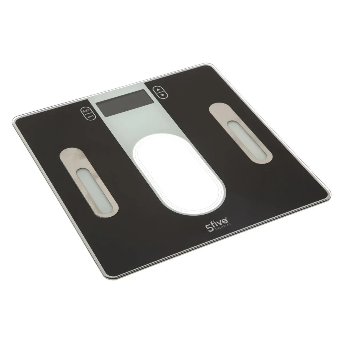 5five Personen weegschaal Profi - zwart - glas/kunststof - 31 x 31 cm - digitaal - memory functies -