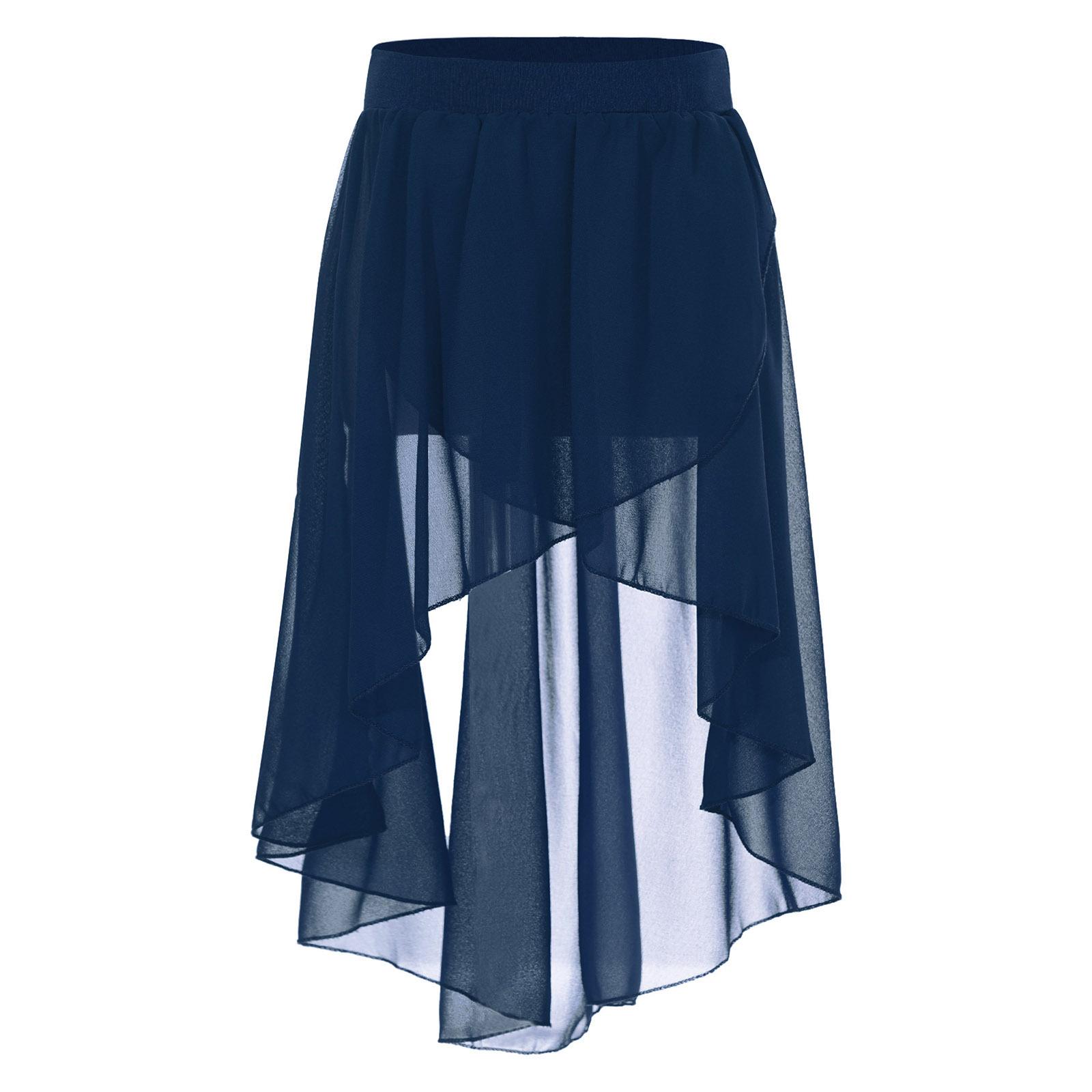 Tiaobug Babymeisjes hoog-laag elastische tailleband chiffon rok voor ballet jazz dans studio oefenoptreden 15-16 Years