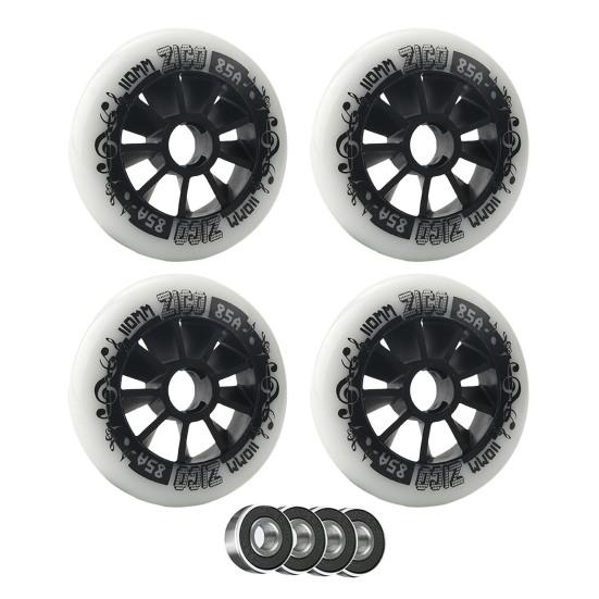MUQZI 4-Pack Inline Skate Wielen 90/100/110mm Skate Vervangende Wielen met Lagers Indoor Outdoor Roller Skate Wielen 9cm zwart witte kleur
