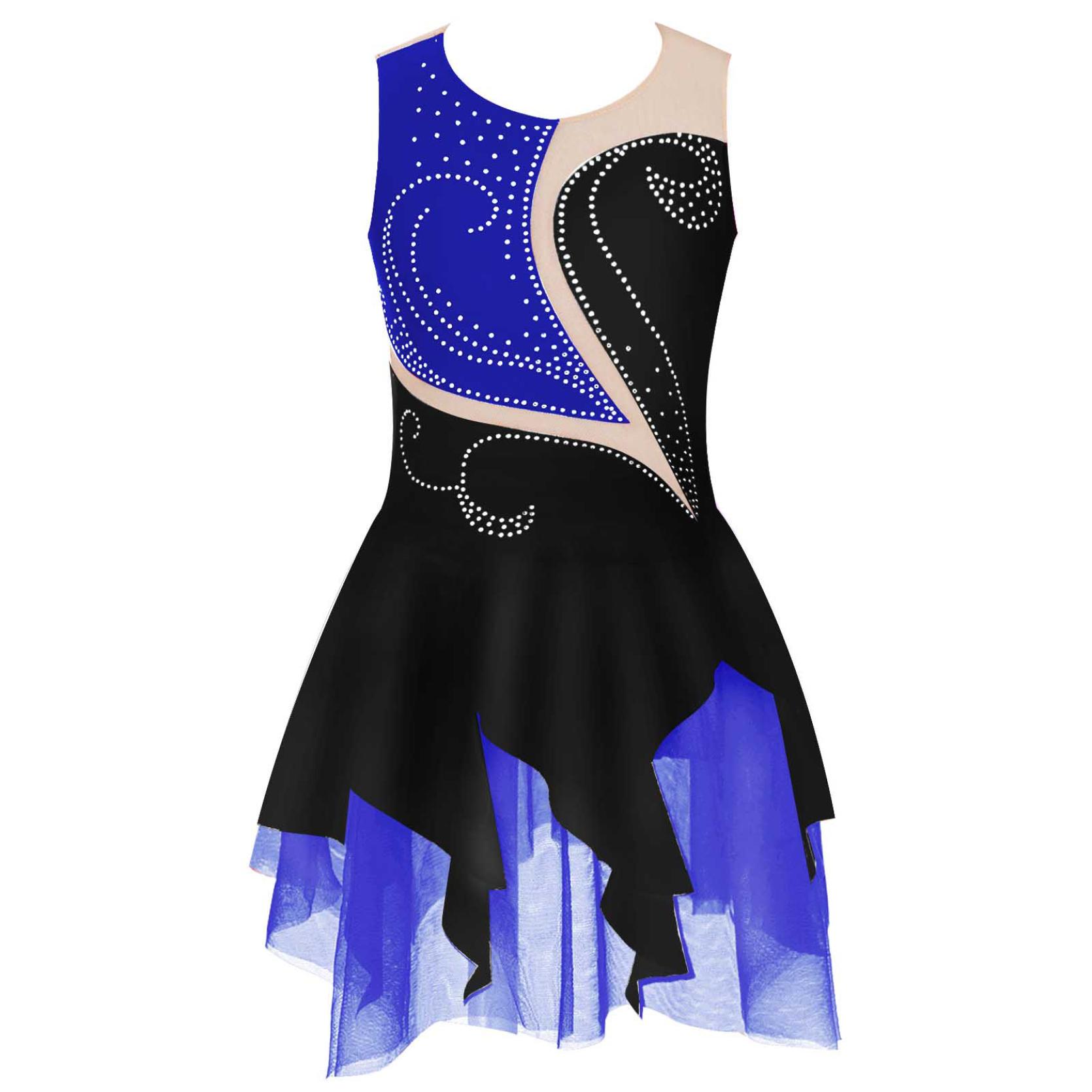 IEFiEL Schaatsen Jurk Meisjes Glanzende Strass Gymnastiek Kostuum Ballet Dans Turnpakje Jurk 9-10 Years