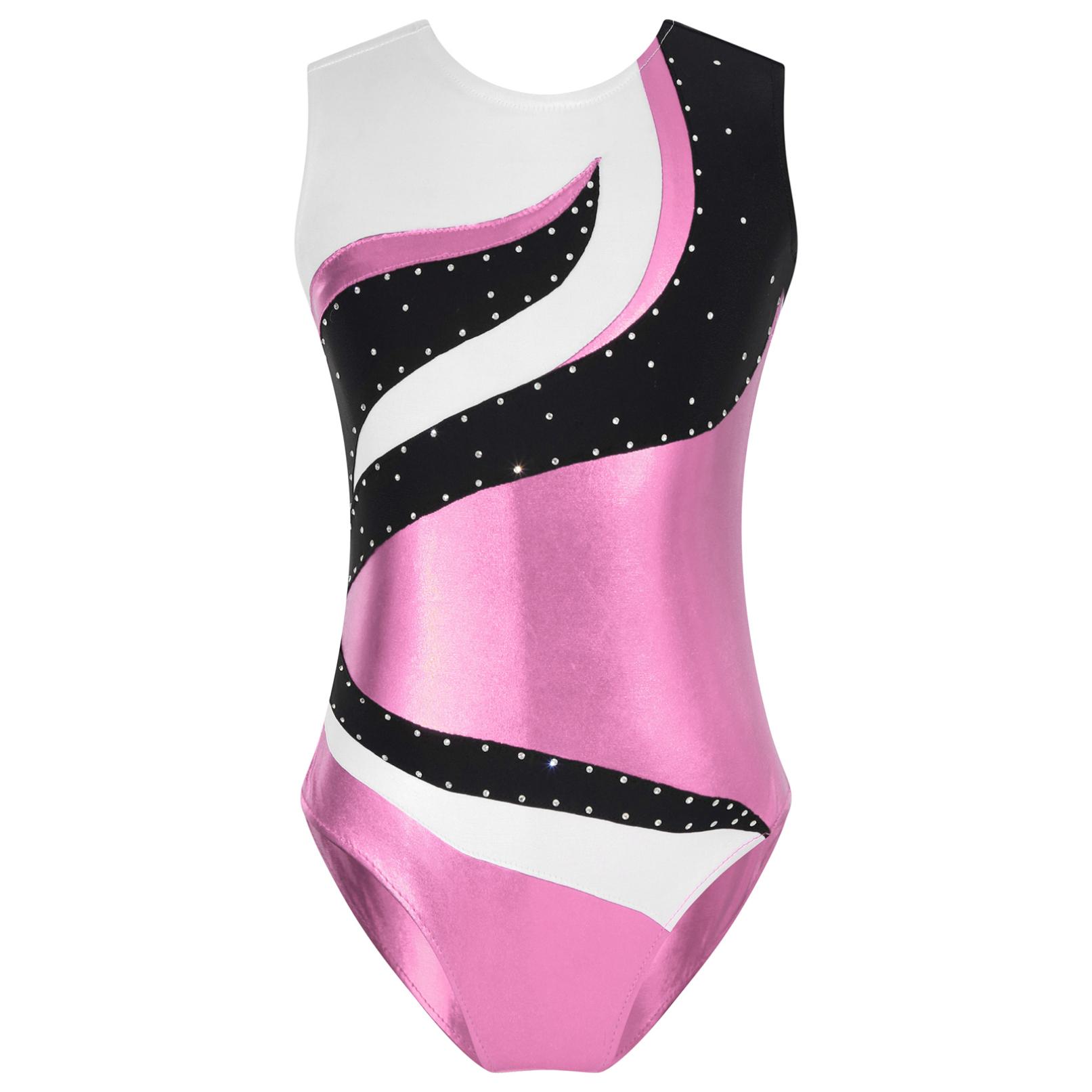 HULIJA Kinderen Meisjes Mouwloos Sparkly Metallic Gymnastiek Turnpakje Unitard Ballet Dans Romper Team Uniform Danskleding 15-16 Years