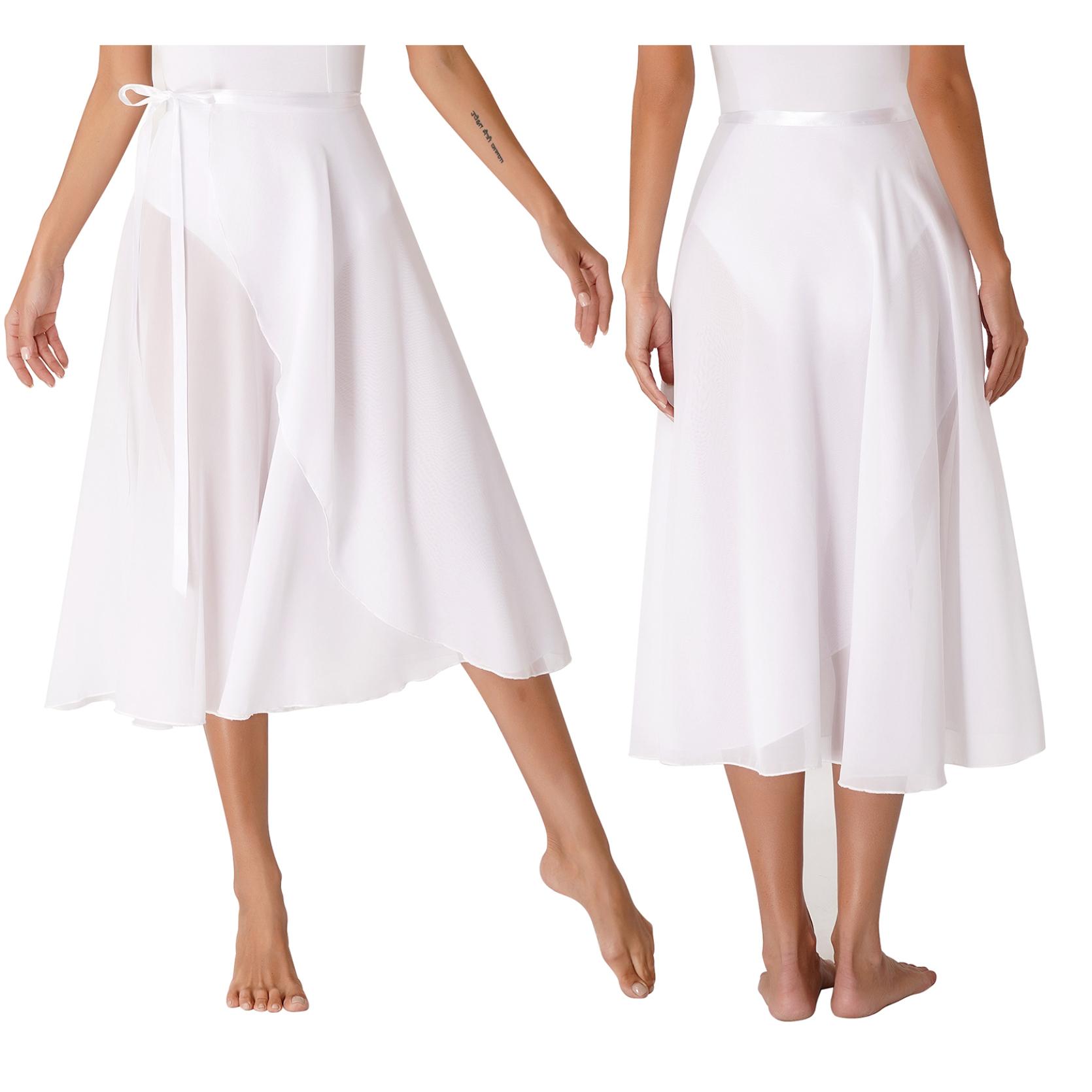 IEFiEL Dames professionele balletdans wikkelrok chiffon volwassen asymmetrische rok moderne danstrainingaccessoires One Size