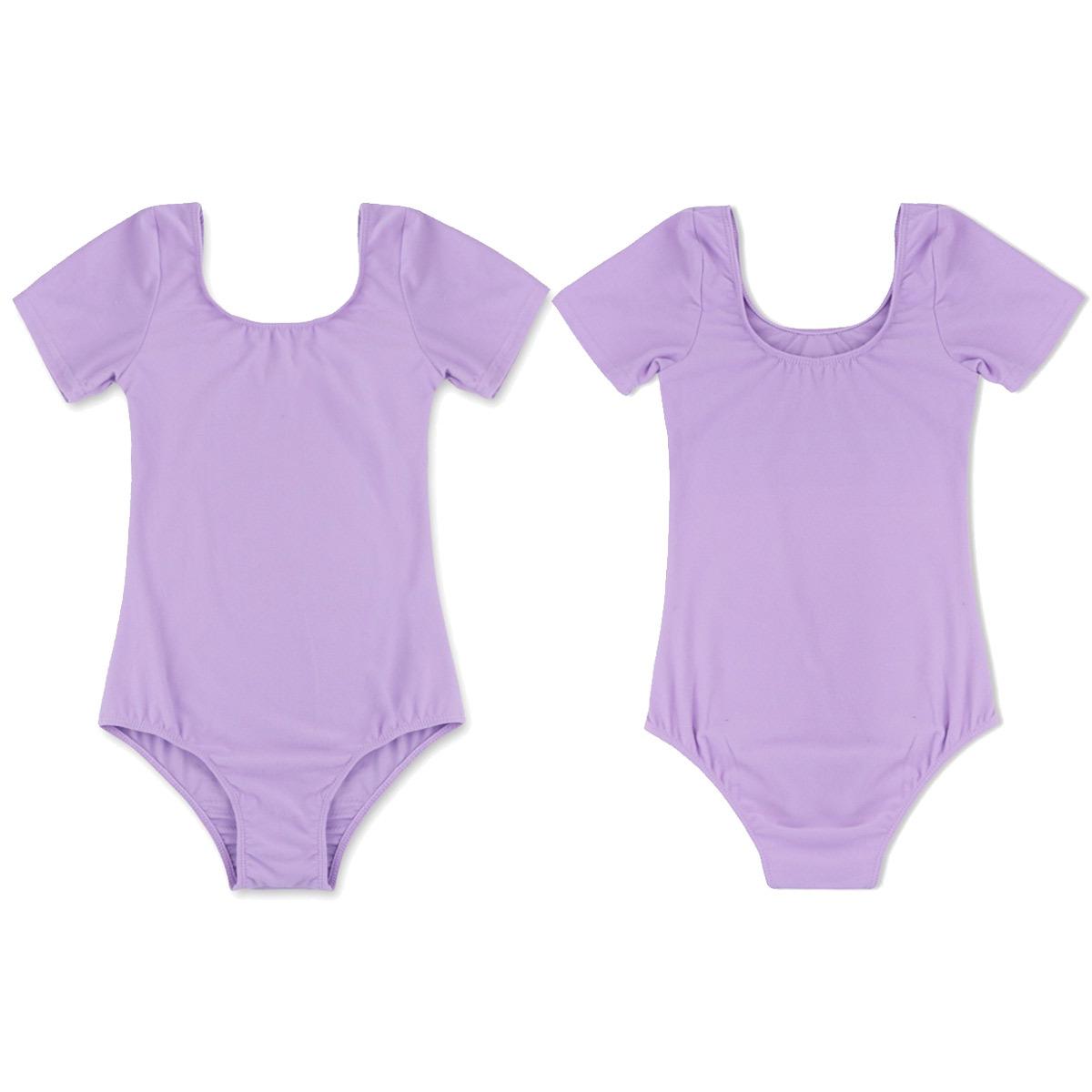 Sywiyi Kinderen Meisjes Korte Mouw Ballet Gymnastiek Dans Turnpakje Zomer Sportkleding Danskleding 9-10 Years paars