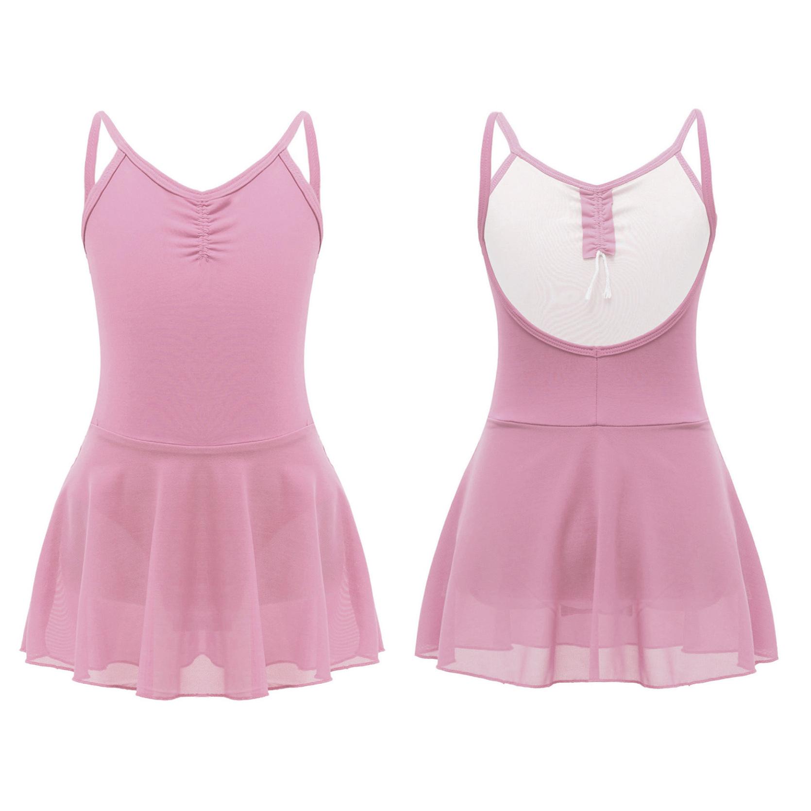 IEFiEL Balletdansjurk voor meisjes Mouwloze V-hals Effen kleur Ballerina Balletjurk Outfit 3-4 Years rood