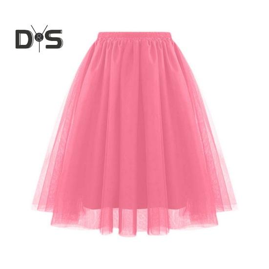 Party&Festival Supplies Vrouwen Retro Balletrok Elastische Hoge Taille 3-laags Tule Petticoat Dansrok Carnaval Cosplay Tutu Rok S watermeloen rode kleur
