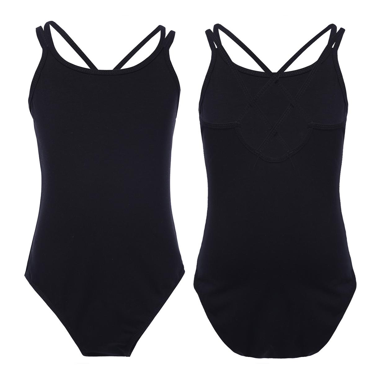 IEFiEL Peuter Meisje Ballet Gymnastiek Turnpakje Bodysuit Effen Katoen Ballerina Uitvoering Training Oefenkostuum 12-14 Years zwart