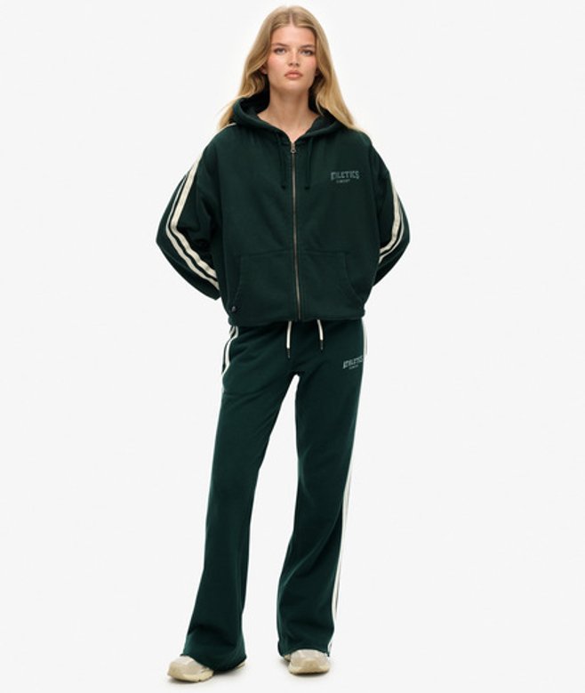 Superdry Athletic Joggingbroek met Wijde Pijpen en Strepen Green