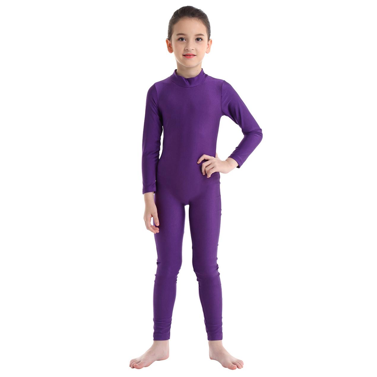 IEFiEL Kinderen meisjes lange mouw dans gymnastiek turnpakje unitard volledige lengte bodysuit kostuum danskleding 5-6 Years