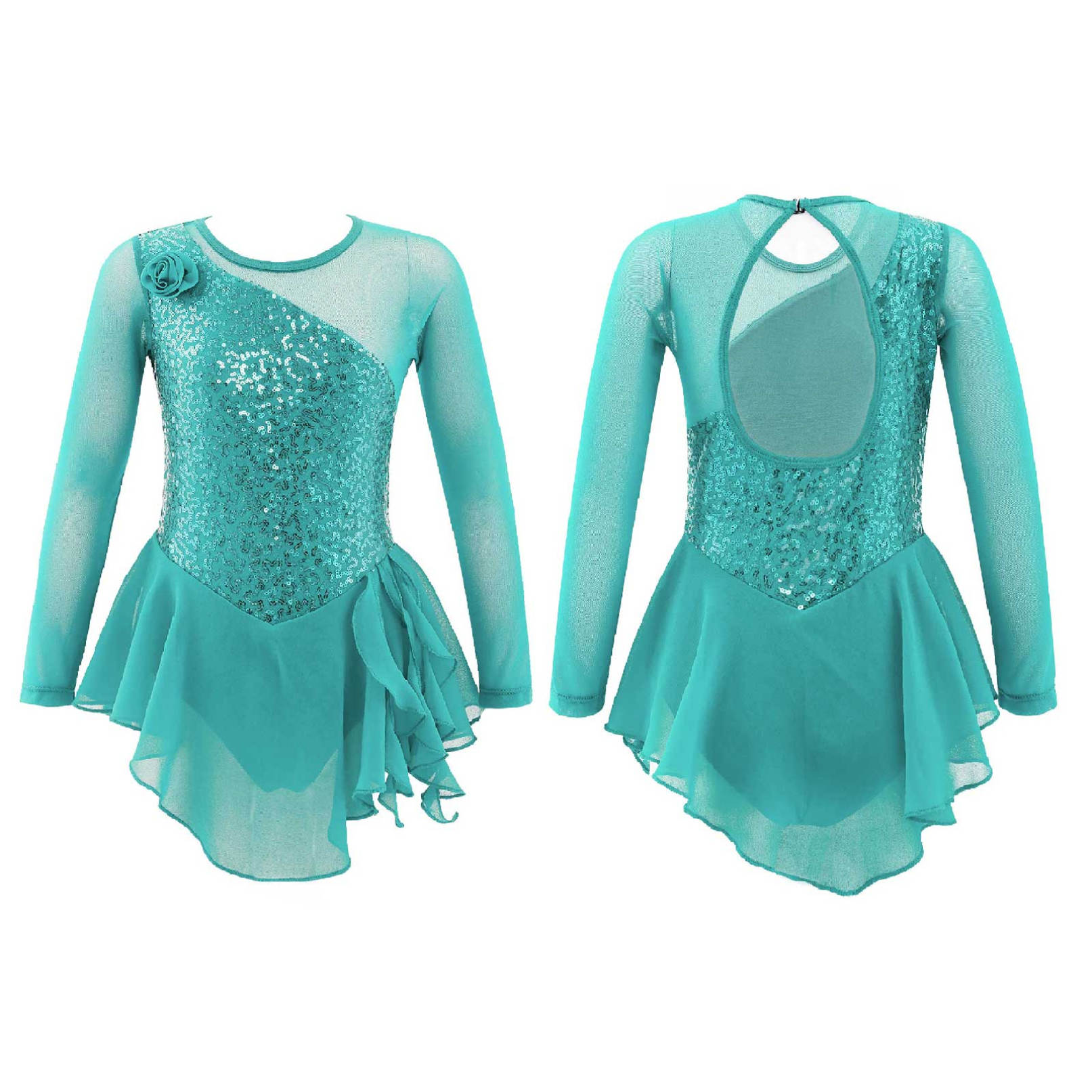 Daenrui Kunstschaatsjurk voor kinderen Schaatsen Competitiekleding Meisjes Ballet Dans Gymnastiek Jurken 5-6 Years