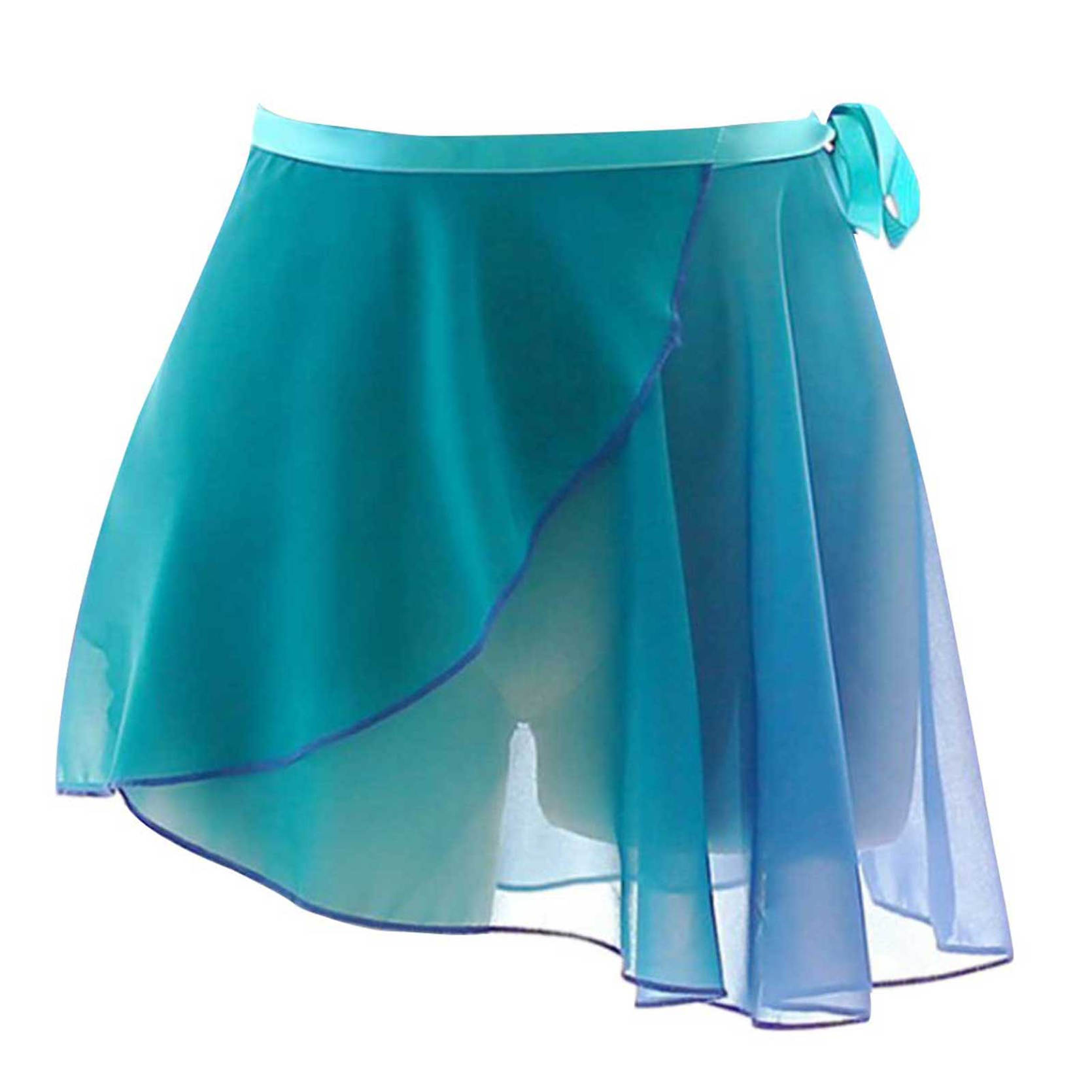IEFiEL Dames Vetersluiting Gradiënt Chiffon Wikkelrok Ballet Dans Training Gymnastiek Prestaties Asymmetrische minirok