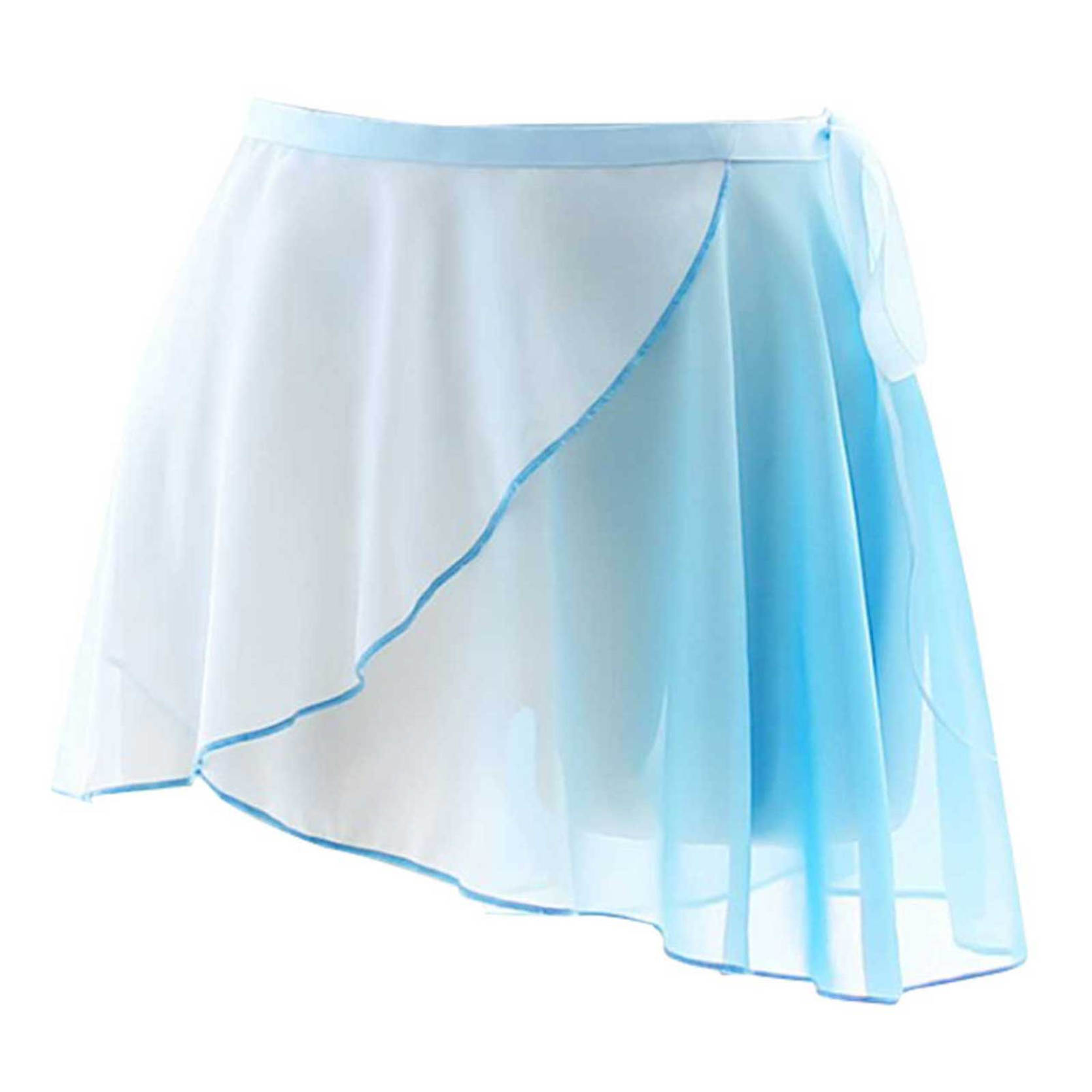 IEFiEL Dames Vetersluiting Gradiënt Chiffon Wikkelrok Ballet Dans Training Gymnastiek Prestaties Asymmetrische minirok OneSize