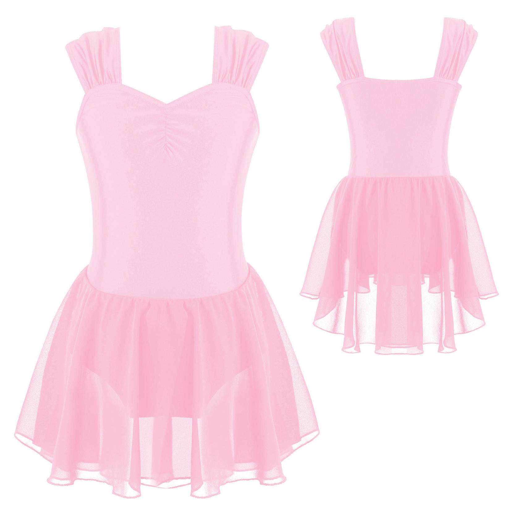 IEFiEL Kinderen Meisjes Mouwloze Ruches Ballet Dans Tutu Jurk Turnpakje Figuur Schaatsen Jurk Ballerina Kostuum 13-14 Years roze