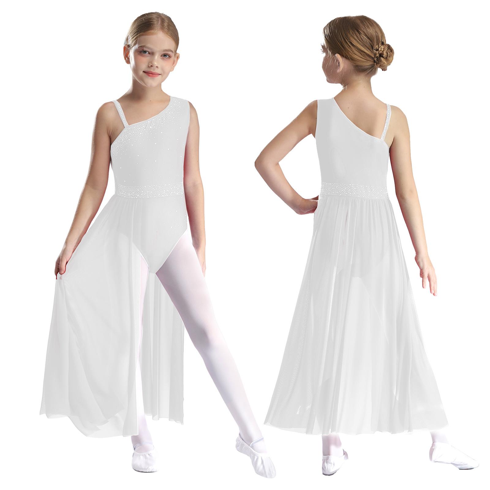Yunduantong-electronic Meisjes Mouwloos Ballet Lyrische Ballroom Hedendaagse Dansvoorstelling Chiffon Splice Danskleding Artistieke Gymnastiek Kostuum 7-8 Years