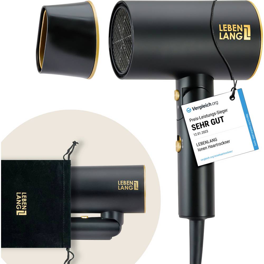 Lebenlang LBH3088G Haardroger Zwart/goud