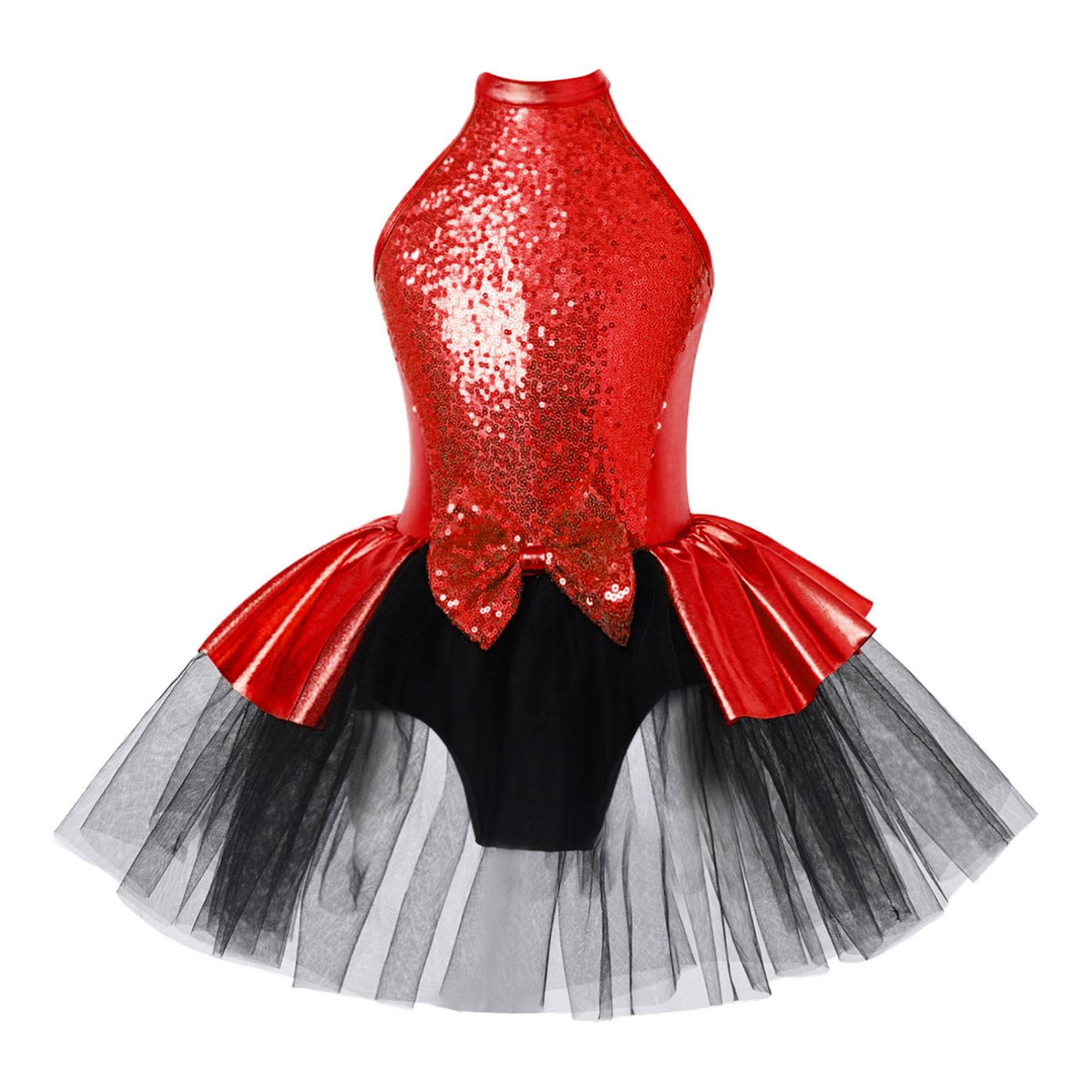 HULIJA Kinderen Meisjes Sparkly Pailletten Halter Uitsparing Terug Ballet Dans Tutu Jurk Turnpakje Ballerina Competitie Stage Performance Kostuum 9-10 Years