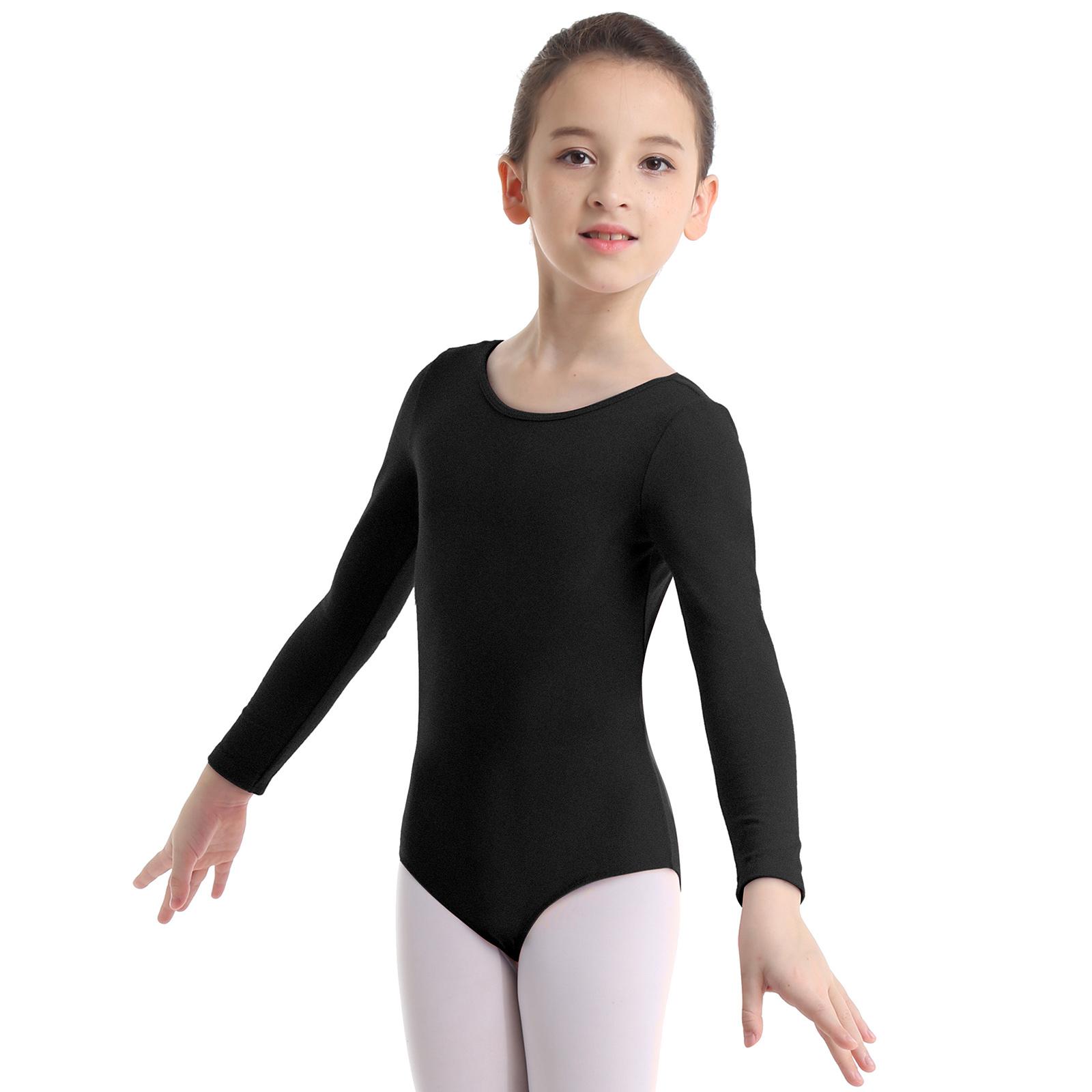 ZDHoor Kinderen Basic Turnpakje met lange mouwen Ballet Dans Gymnastiek Romper Jumpsuit Meisjes Activewear 11-12 Years