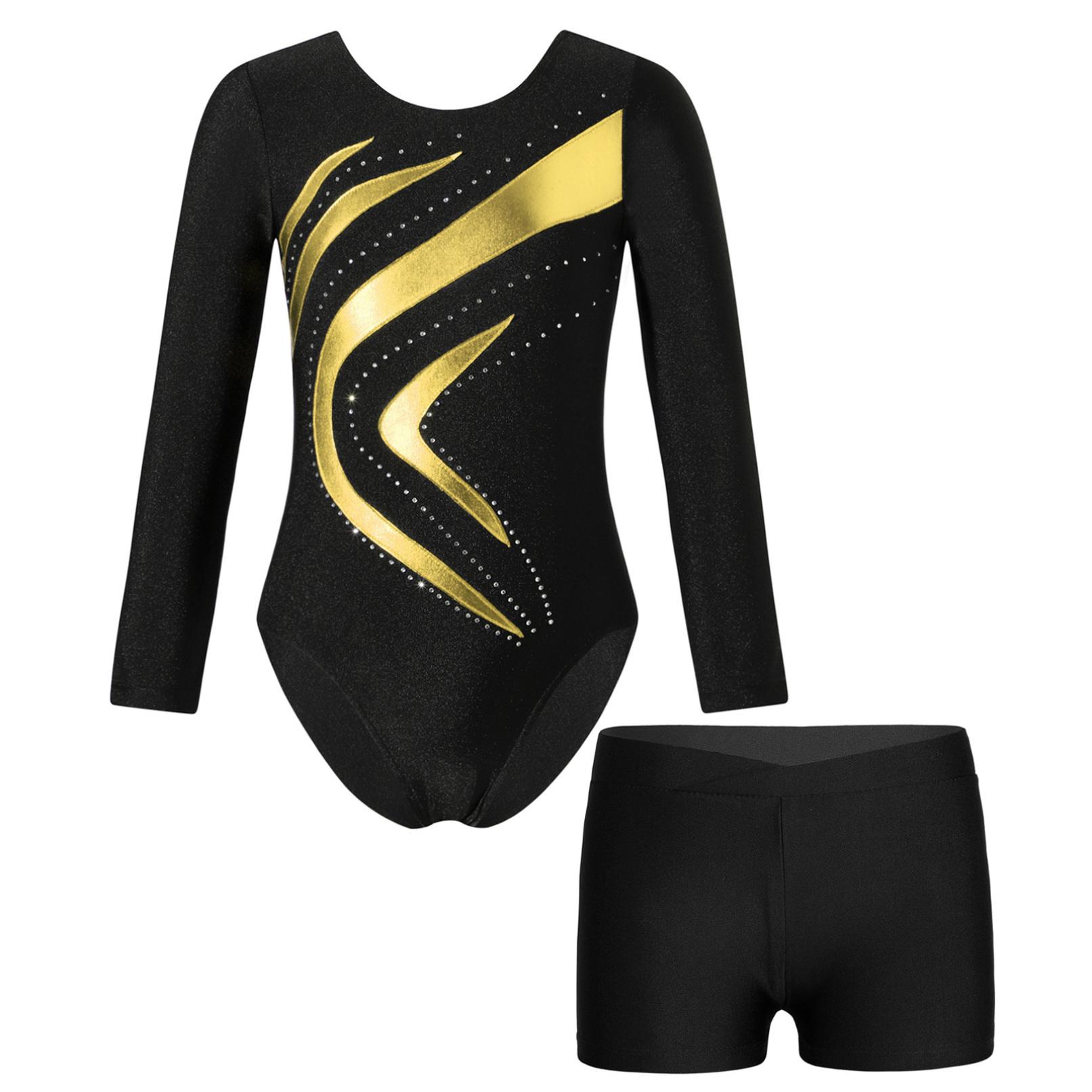 WinYing Gymnastiekpakje voor meisjes Danspakje met lange mouwen Ballet Schaatsen Prestatiekostuum Stage Dancewear 9-10 Years