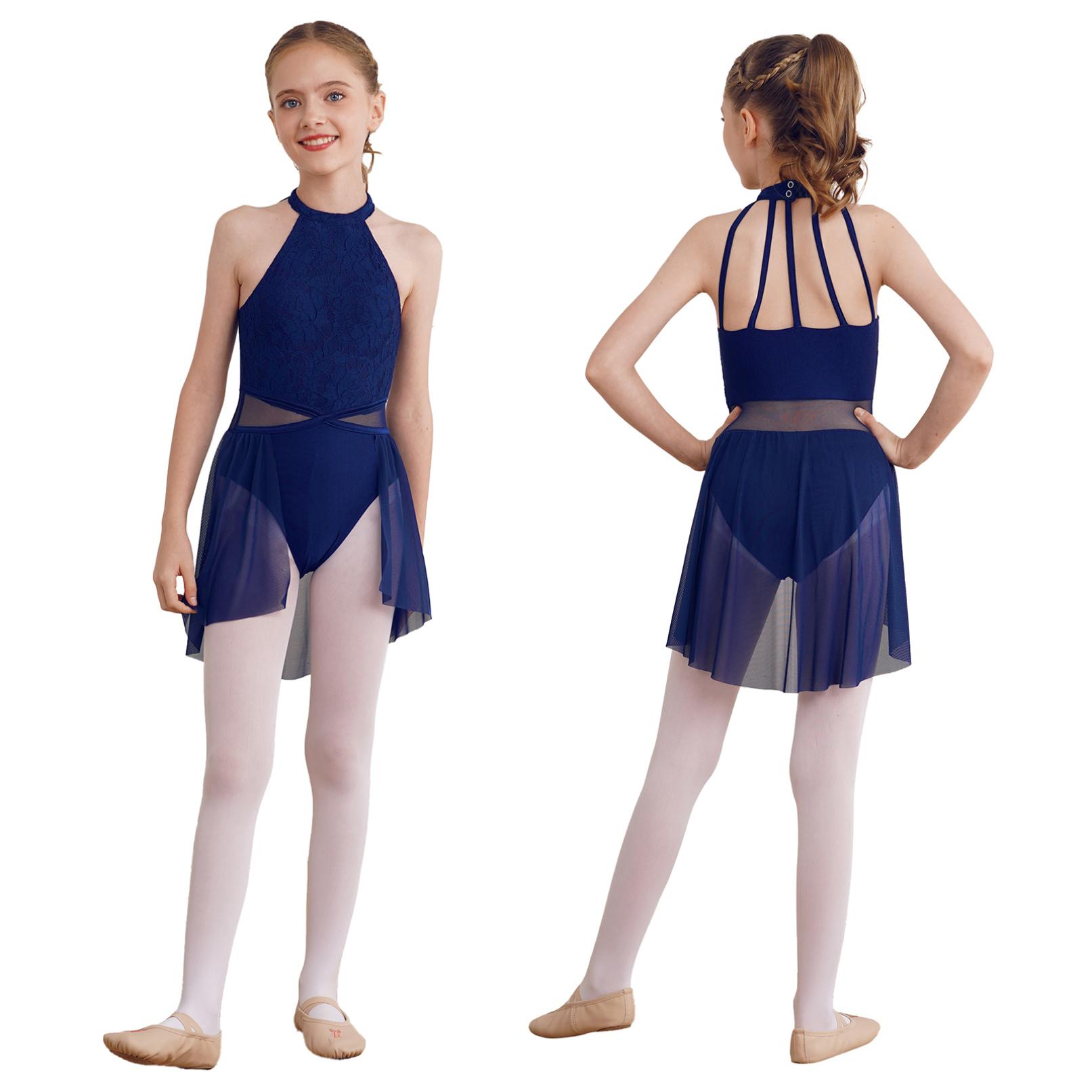 YOOJIA Kinderen meisjes lyrisch mouwloos modern eigentijds ballet dansjurk ballroom gymnastiekkostuum 13-14 Years marineblauwe kleur
