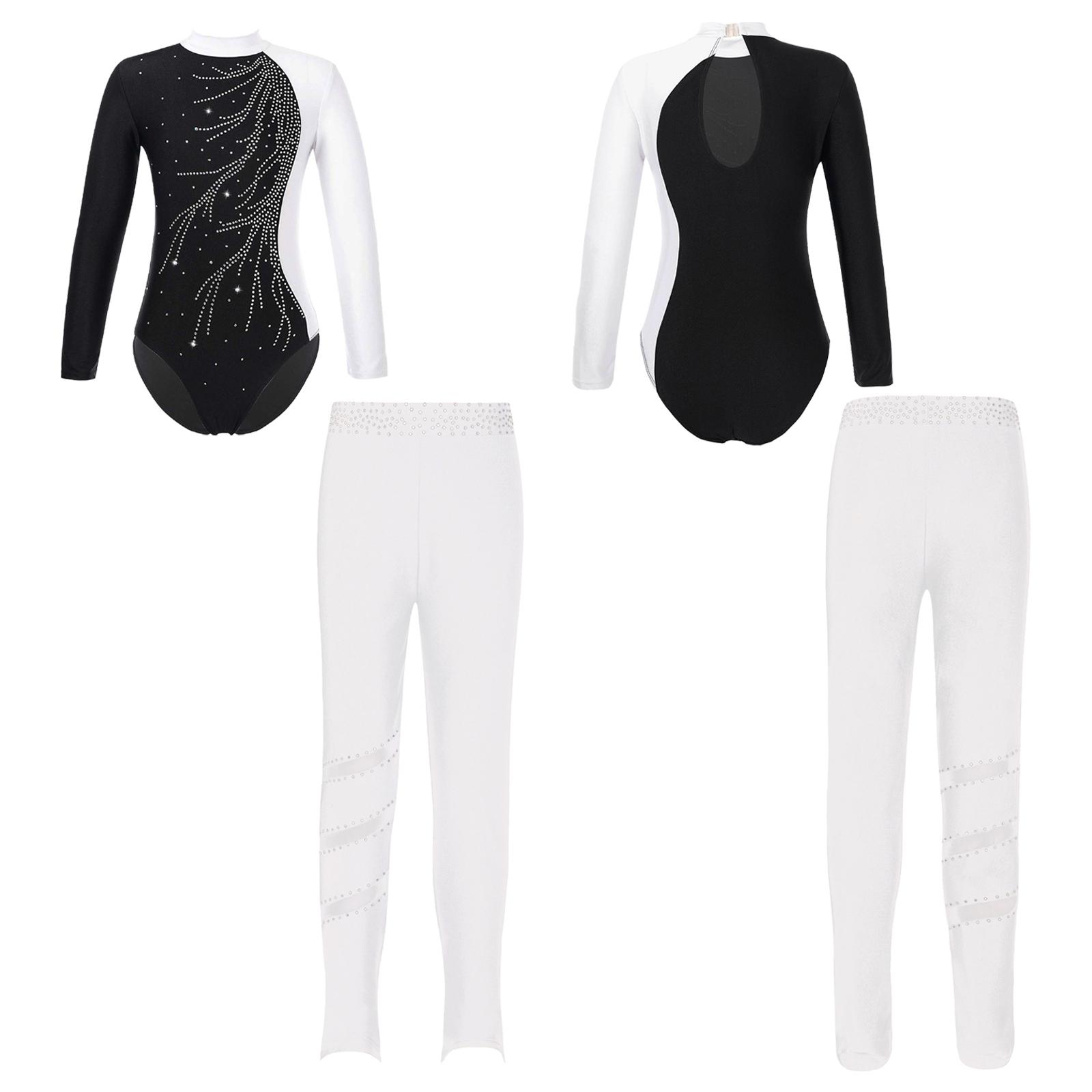 Aislor Kinderen Meisjes 2 Stuks Gymnastiek Dansoutfits Maillots met lange mouwen en legging Atletische Biketards Unitards 7-8 Years