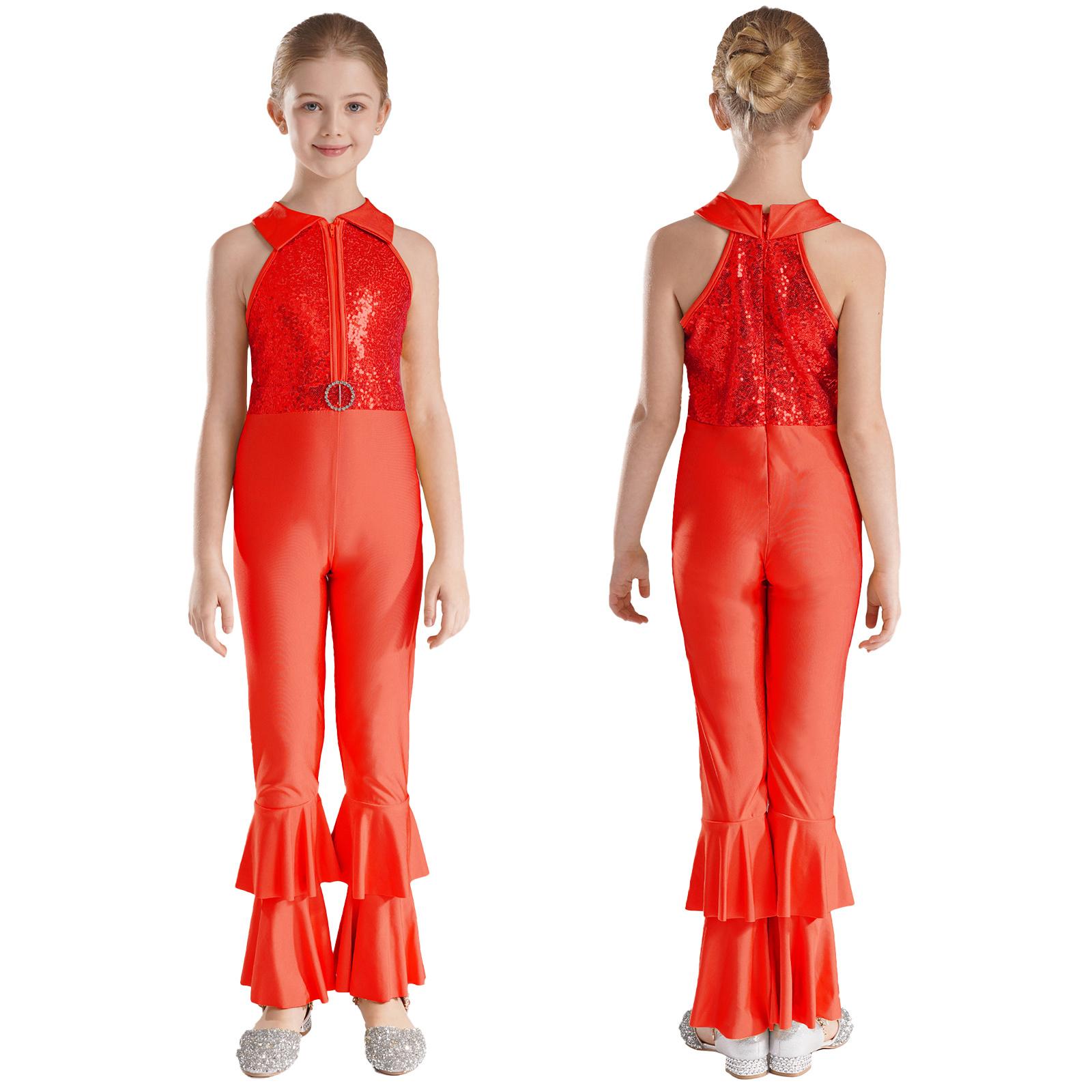 Sywiyi Kinderen Meisjes Glanzende Metallic Gymnastiek Leotard Glinsterende Pailletten Disco Jazz Dans Kostuum Full Body Unitard Bodysuit Ballet Danskleding 5-6 Years