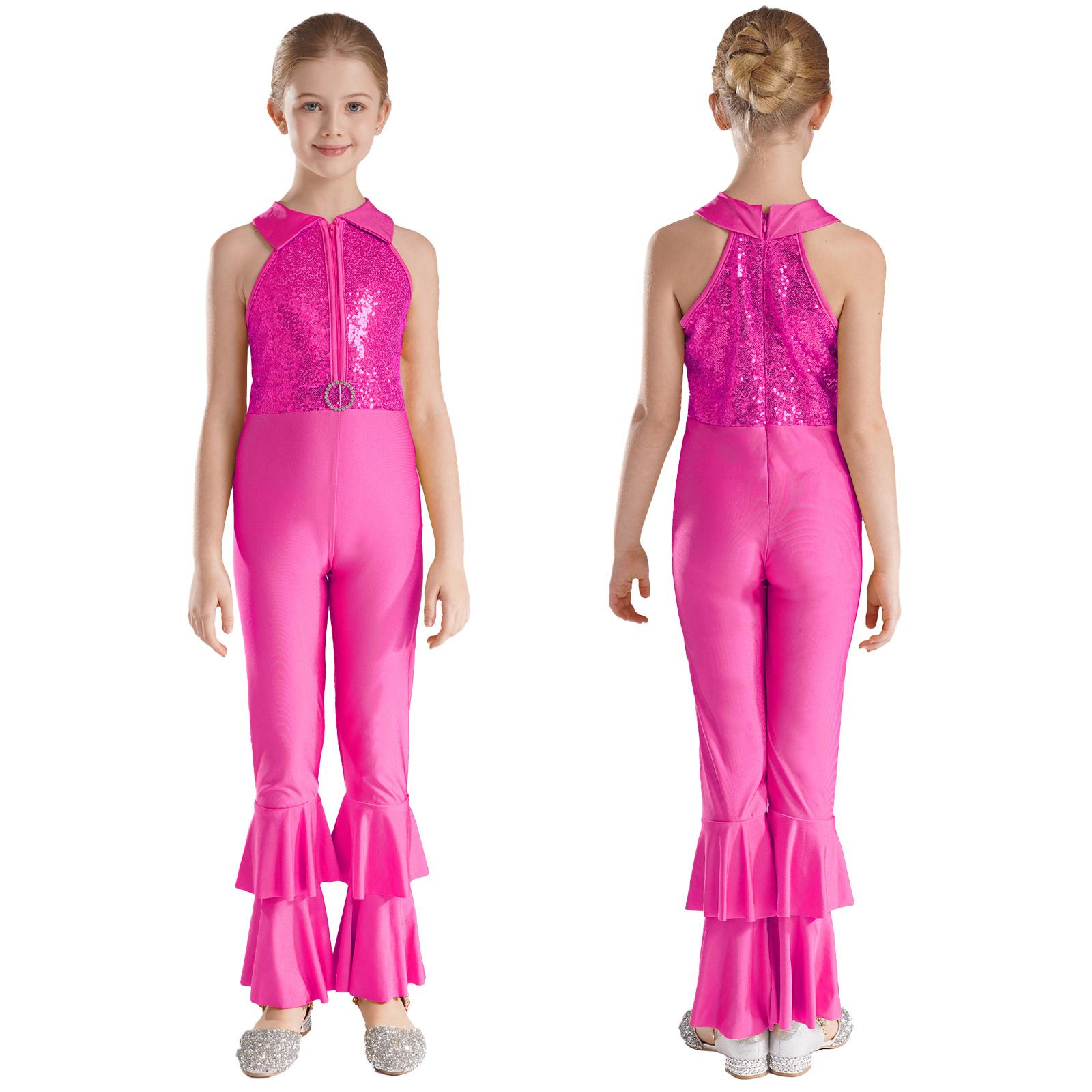 Sywiyi Kinderen Meisjes Glanzende Metallic Gymnastiek Leotard Glinsterende Pailletten Disco Jazz Dans Kostuum Full Body Unitard Bodysuit Ballet Danskleding 11-12 Years