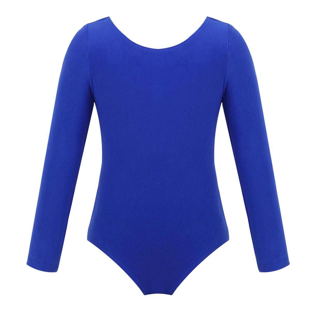 Inhzoy Kinderen Meisjes Lange Mouw Balletdanser Turnpakje Jurk Stage Performance Danskostuums 10-12 Years donkerblauwe kleur