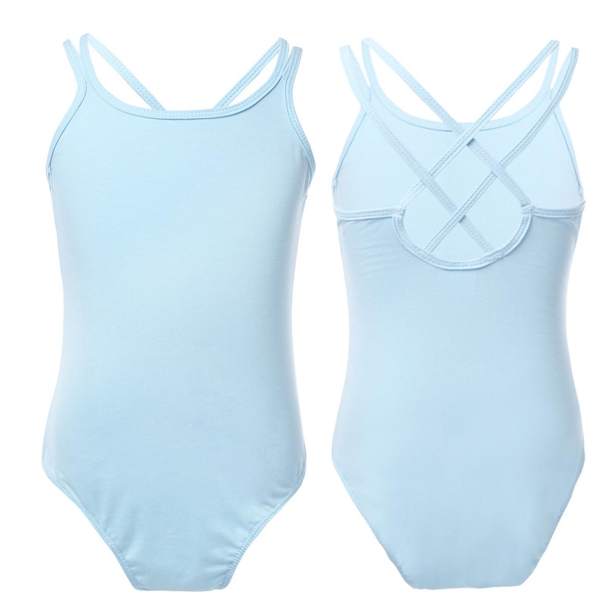 HULIJA Kinderen Meisjes Hemdje Turnpakje Gymnastiek Ballet Dans Turnpakje Mouwloze Tank Top Body Dancewear 7-8 Years lichtblauwe kleur